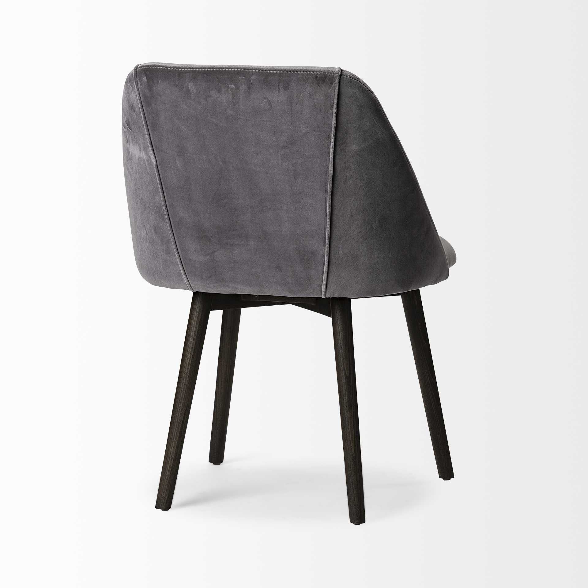 Grey Velvet Wrap With Black Wood Base Dining Chair By Homeroots - Image 5