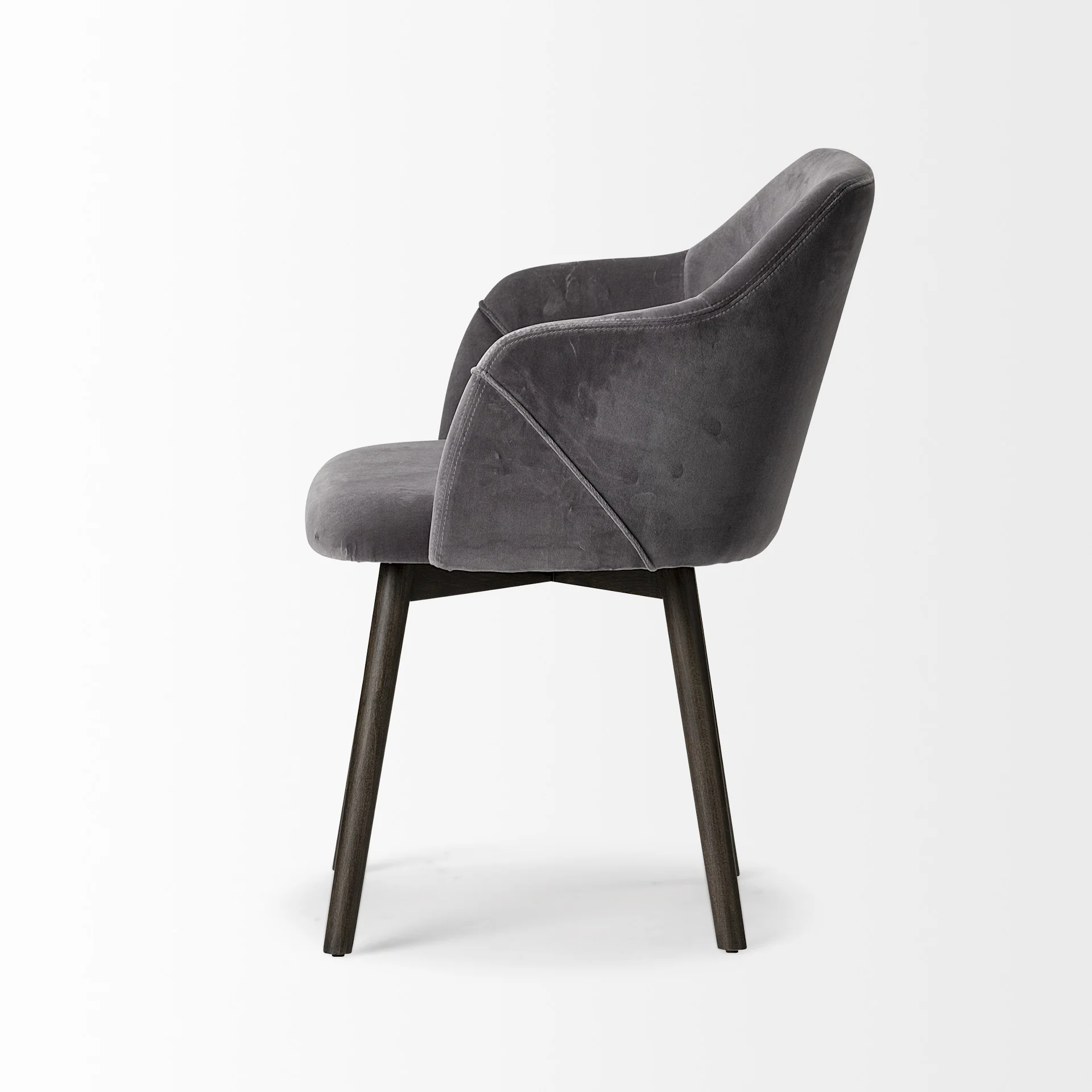 Grey Velvet Wrap With Black Wooden Base Dining Chair By Homeroots - Image 3