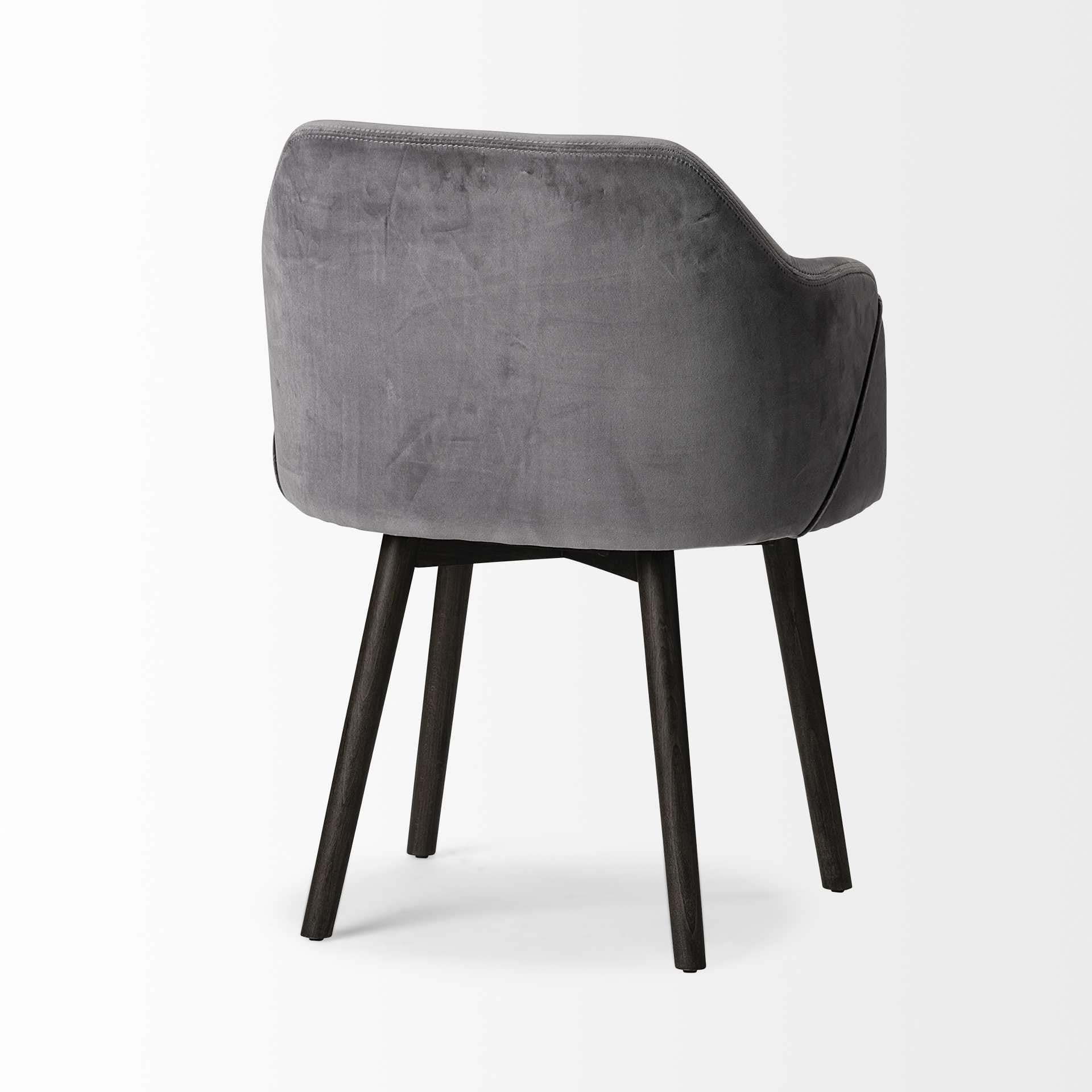 Grey Velvet Wrap With Black Wooden Base Dining Chair By Homeroots - Image 5