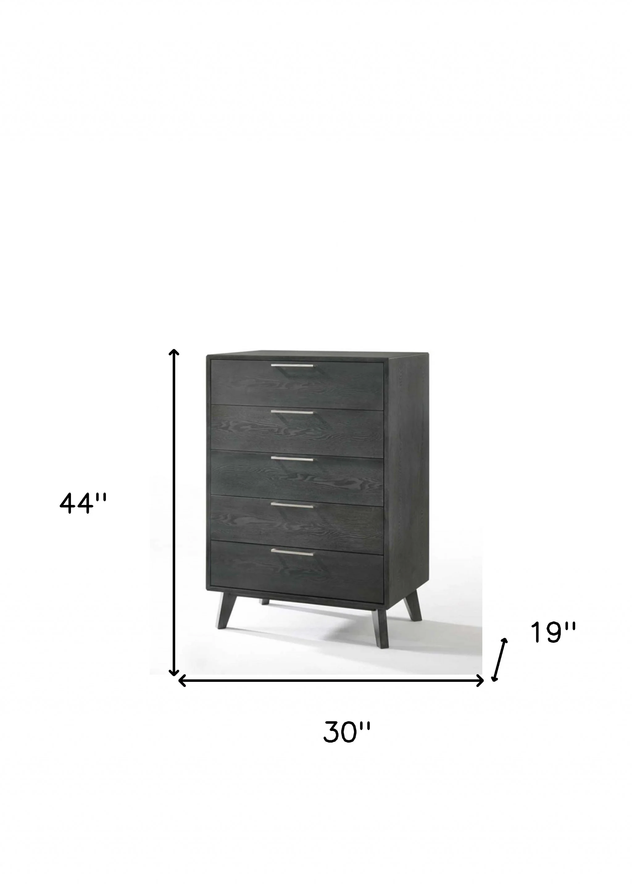 Grey Wash Solid Wood Five Drawer Chest By Homeroots - Image 4