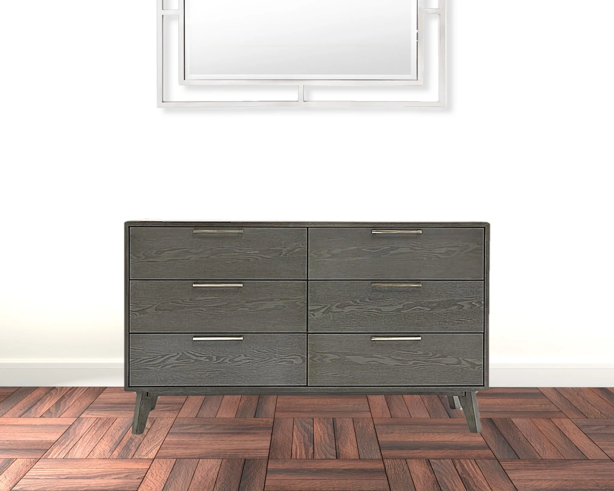 Grey Wash Solid Wood Six Drawer Double Dresser By Homeroots - Image 4