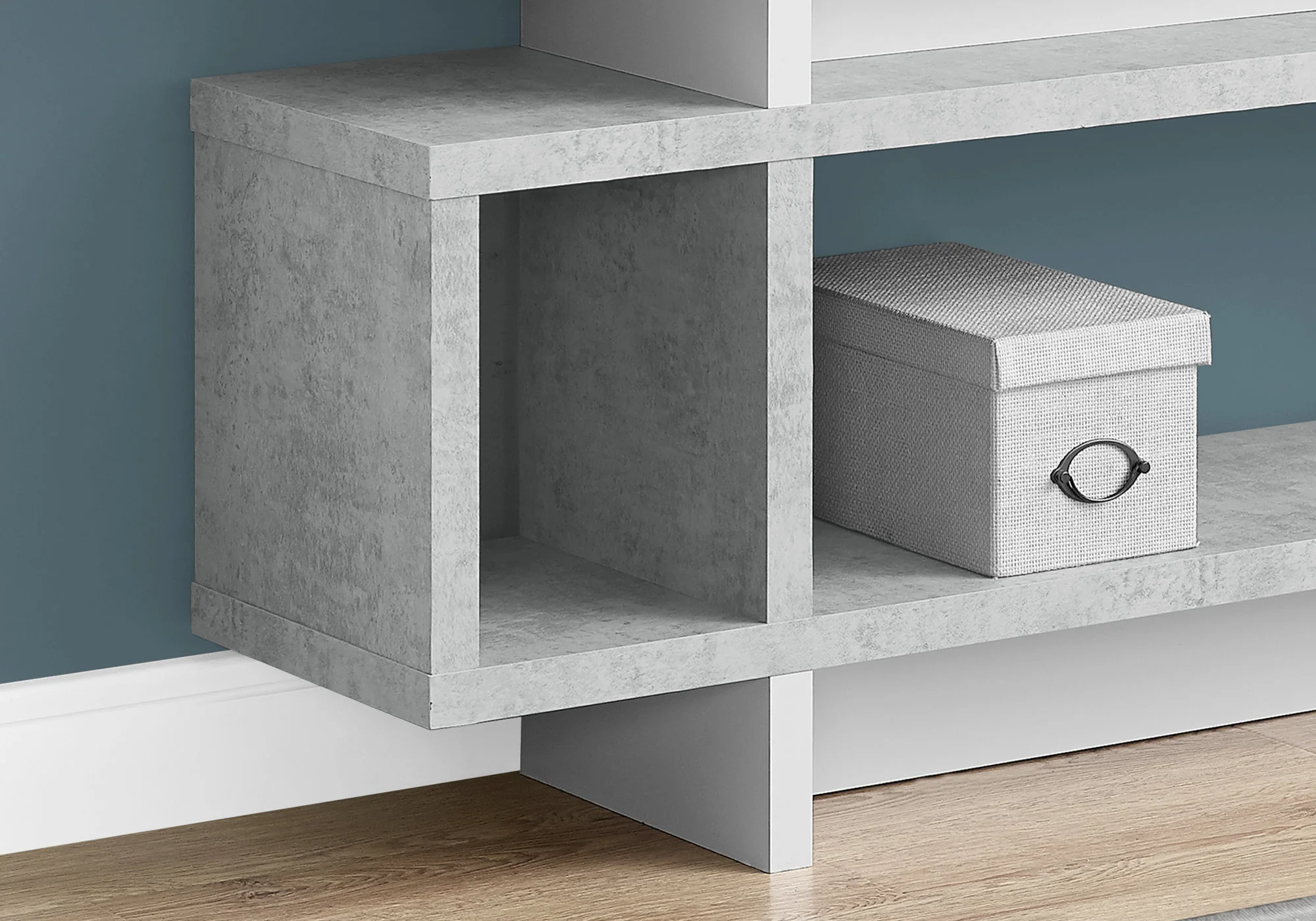 Grey White Particle Board Hollow Core Bookcase By Homeroots - Image 2