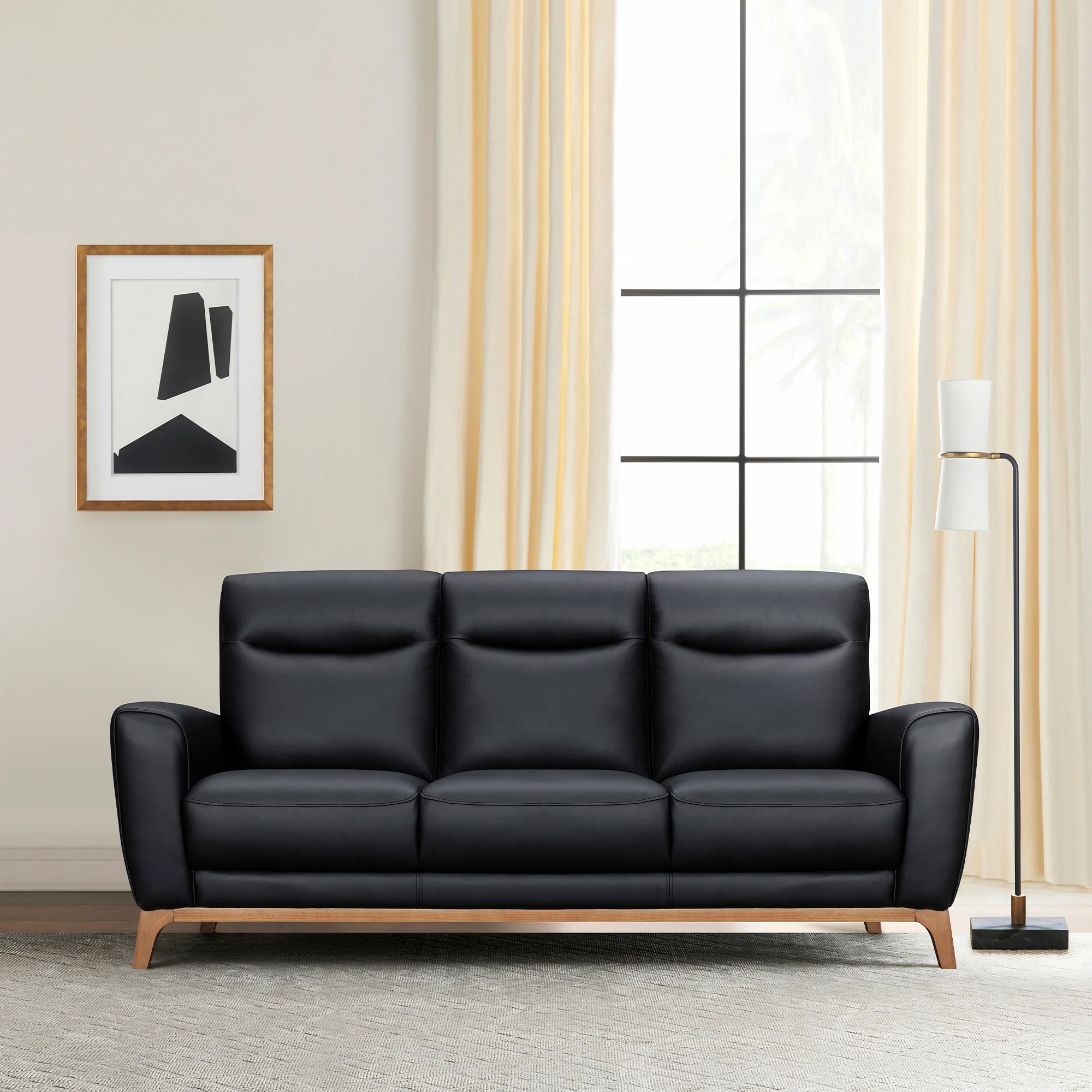 Greyson 83" Dove Gray Leather Sofa By Armen Living - Image 10