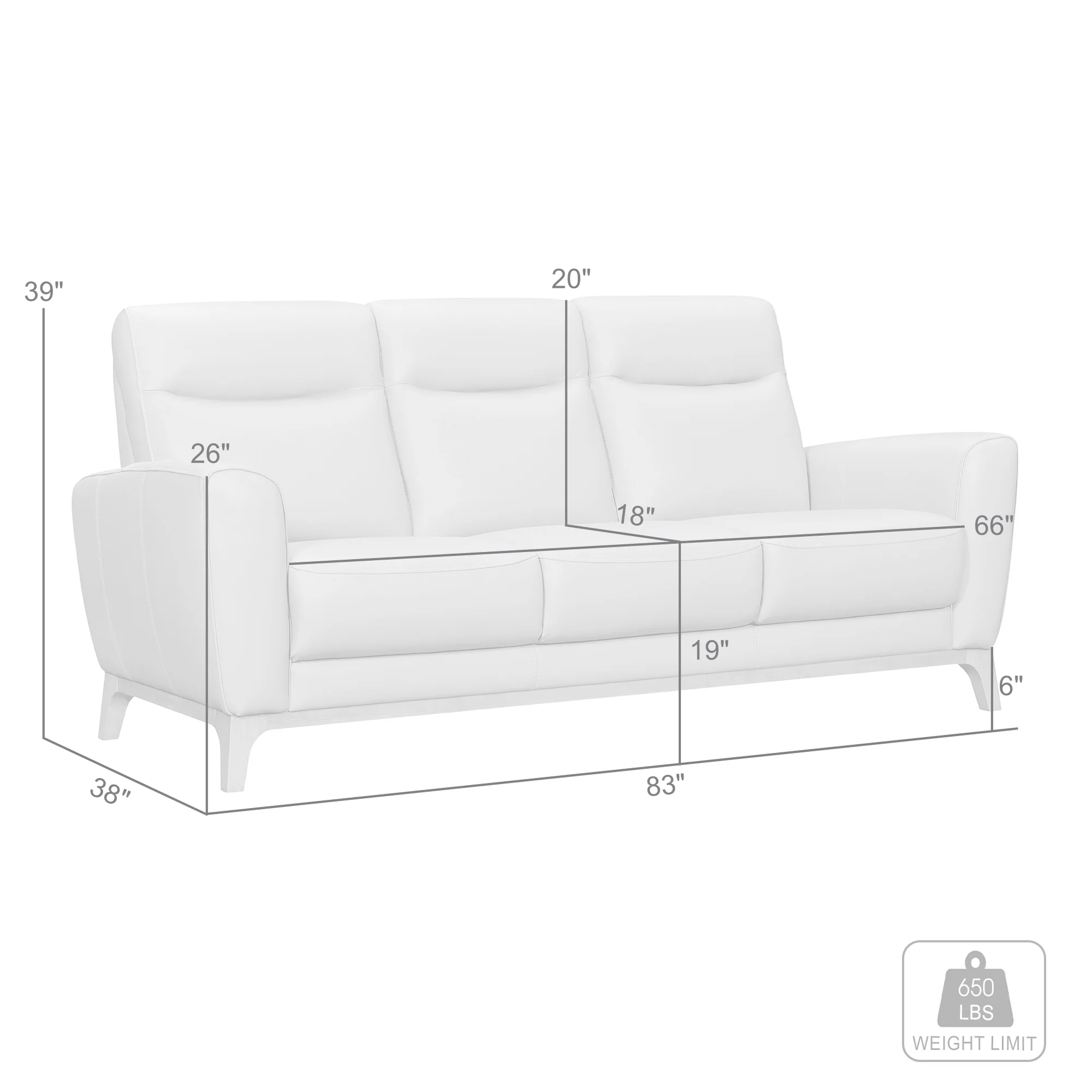 Greyson 83" Dove Gray Leather Sofa By Armen Living - Image 8