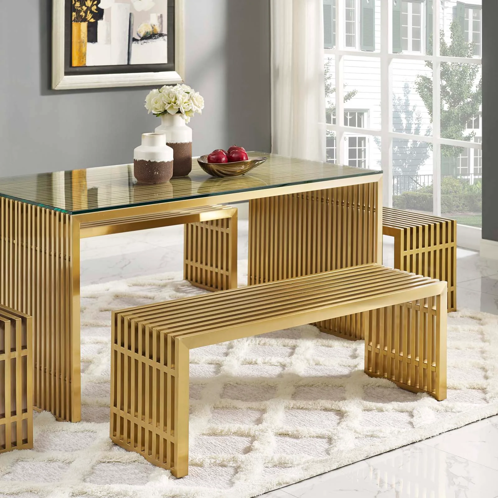 Gridiron Large Stainless Steel Bench By Modway - EEI-3000 - Image 2