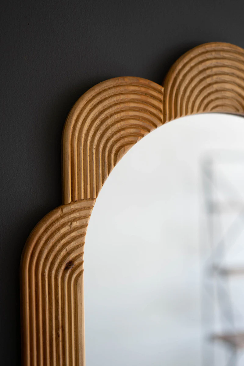 Grooved Wood Framed Mirror By Kalalou - Image 2