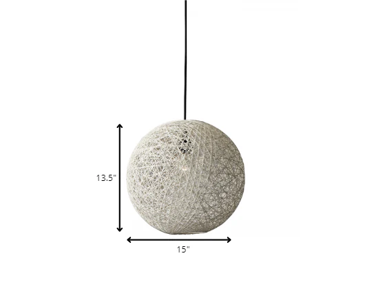 Groovy Rattan String Shade Large Pendant Light By Homeroots - Image 3