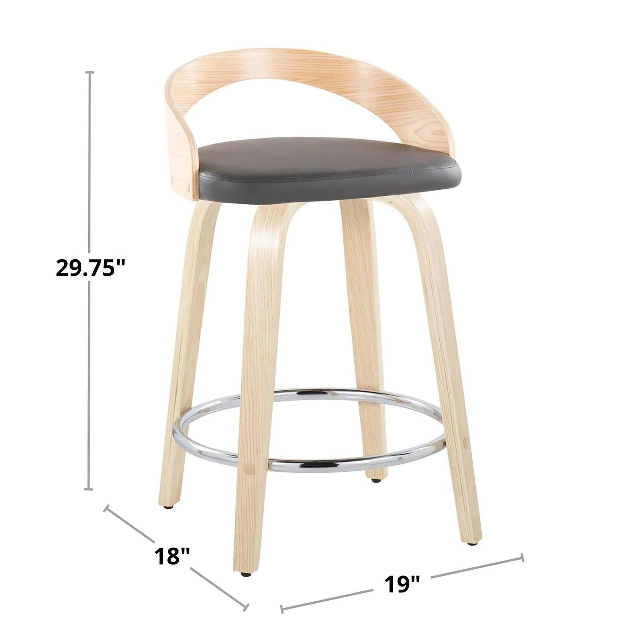Grotto 24" Fixed-Height Counter Stool - Set of 2 By LumiSource - B24-GROTTOPU-GRTZR2 NANABN2 - Image 16
