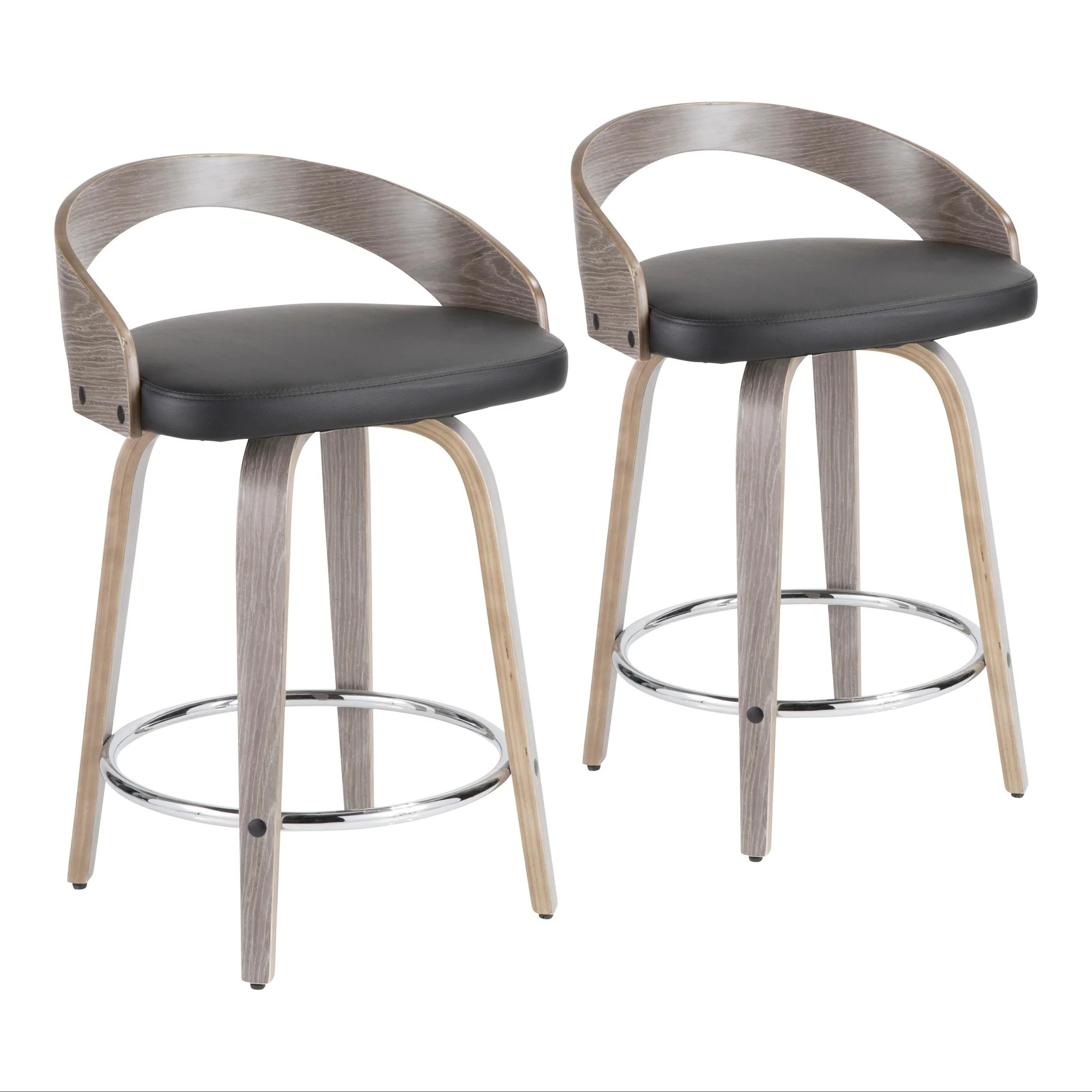 Grotto 25" Fixed Height Counter Stool - Set of 2 Black By LumiSource - Image 2