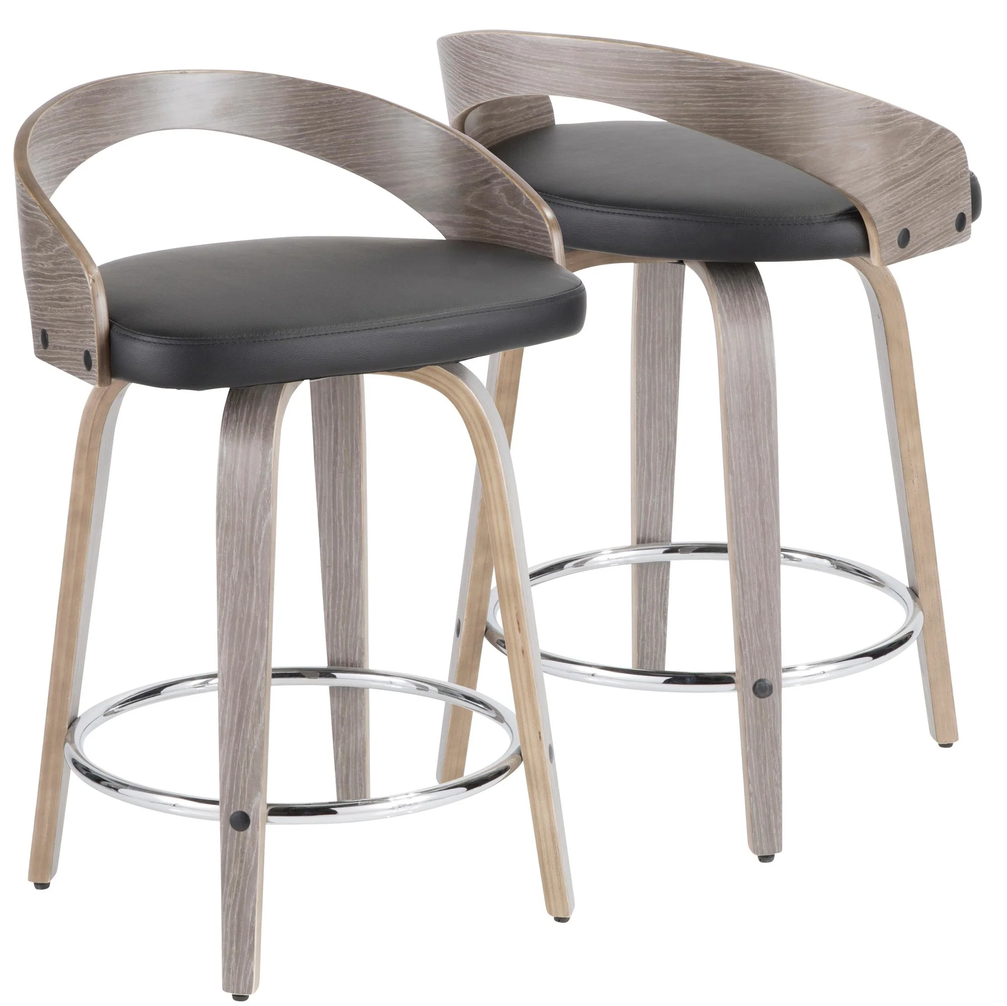 Grotto 25" Fixed Height Counter Stool - Set of 2 Black By LumiSource - Image 8