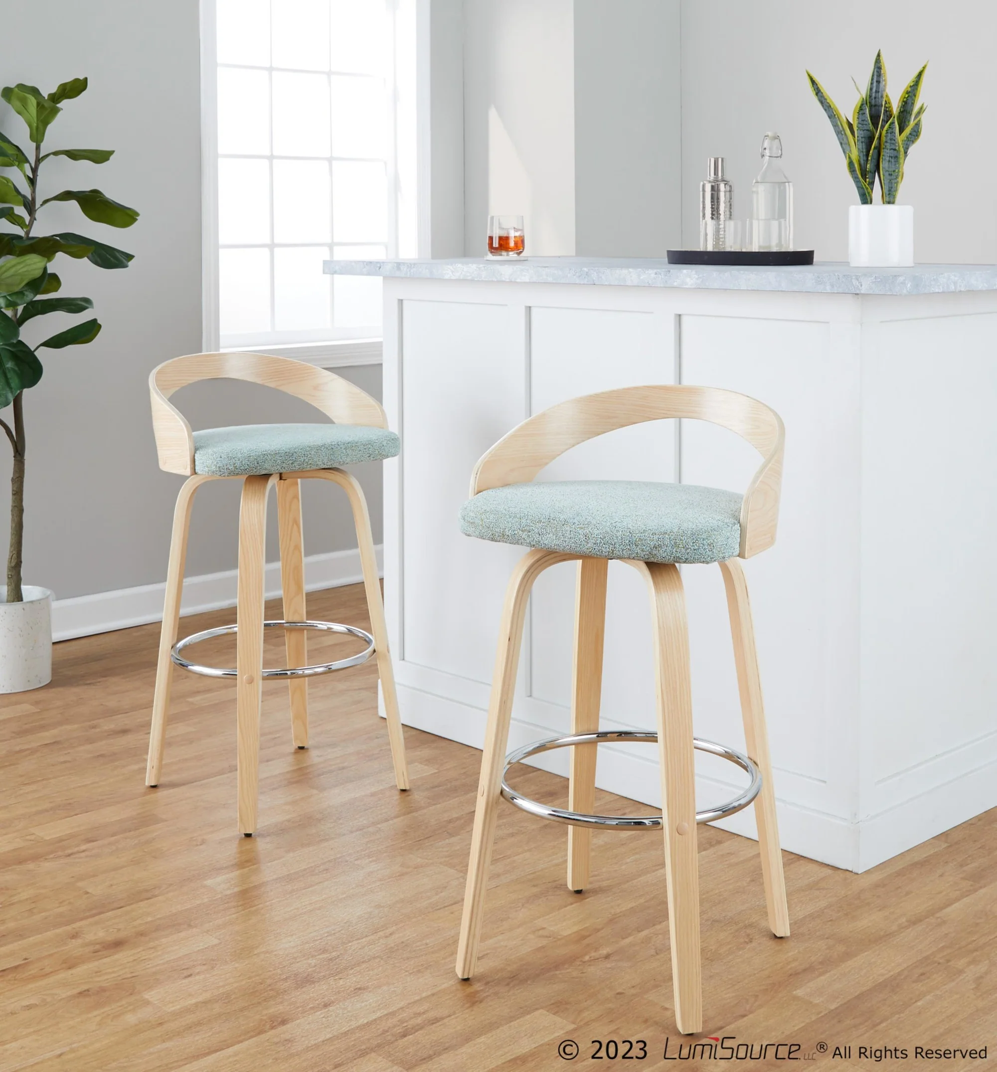 Grotto 30" Fixed-Height Barstool - Set of 2 By LumiSource - B30-GROTTOFB-GRTZR2 NANALGN2 - Image 2