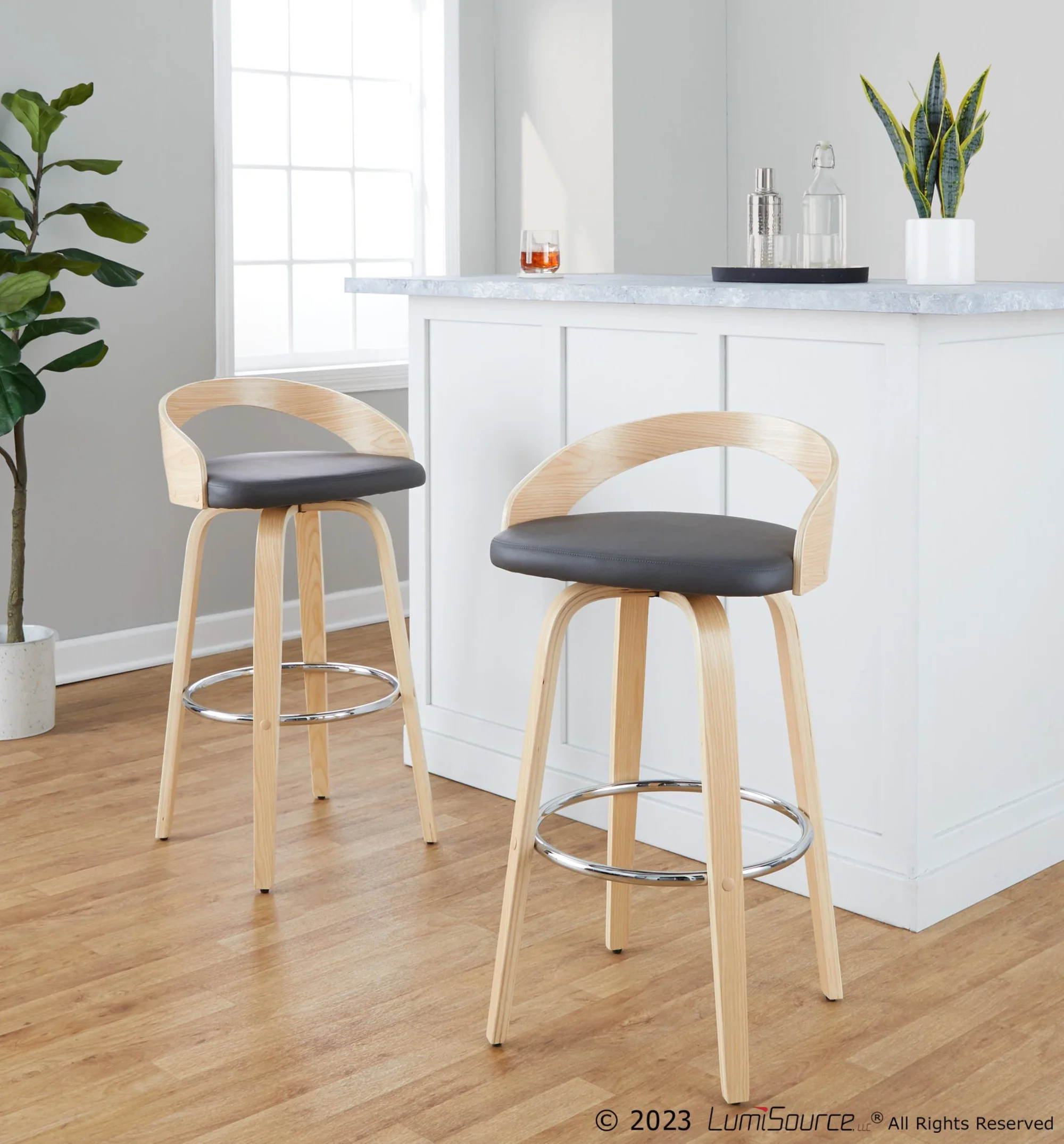 Grotto 30" Fixed-Height Barstool - Set of 2 By LumiSource - B30-GROTTOPU-GRTZR2 NANABN2 - Image 14