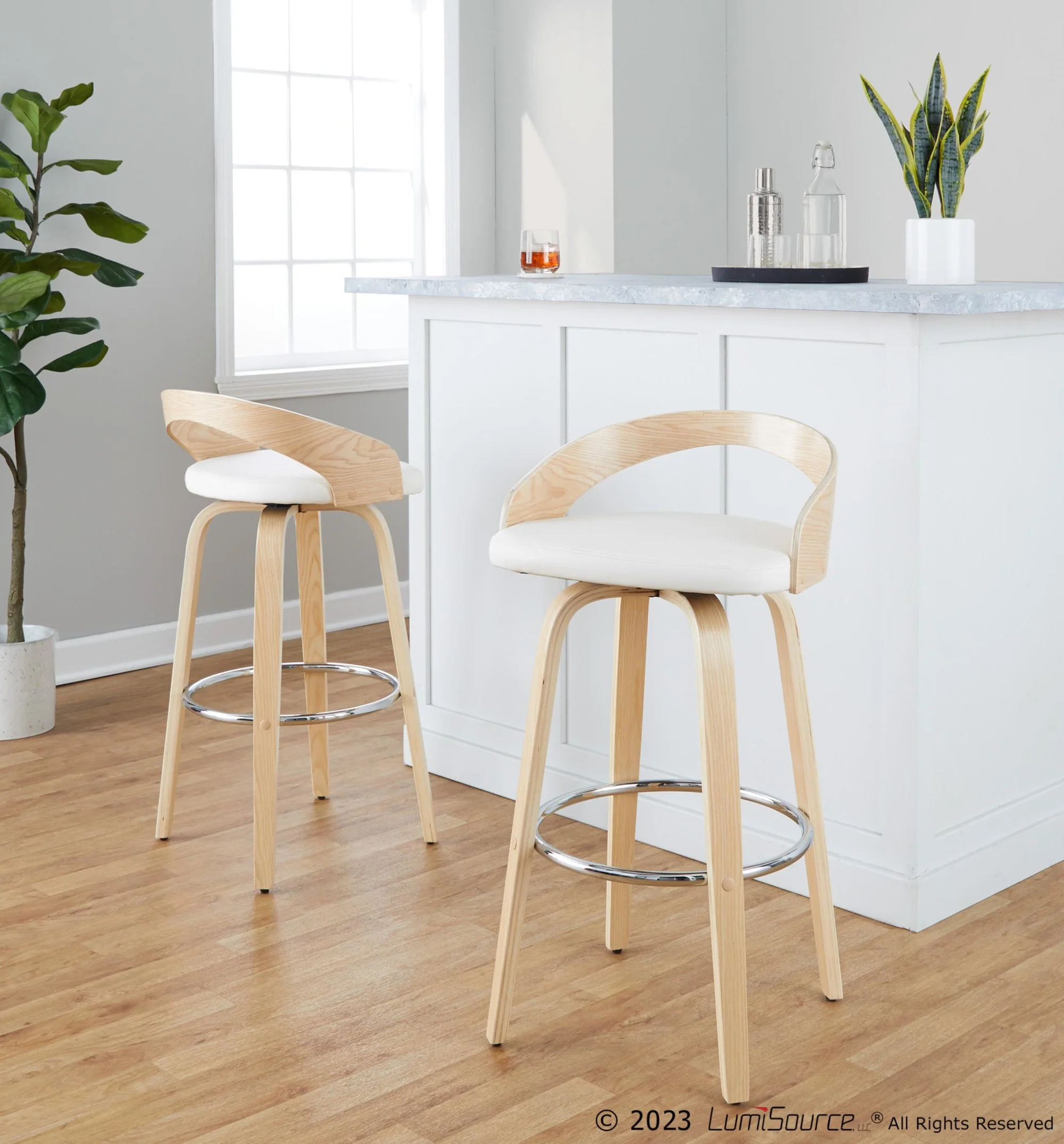 Grotto 30" Fixed-Height Barstool - Set of 2 By LumiSource - B30-GROTTOPU-GRTZR2 NANABN2 - Image 21