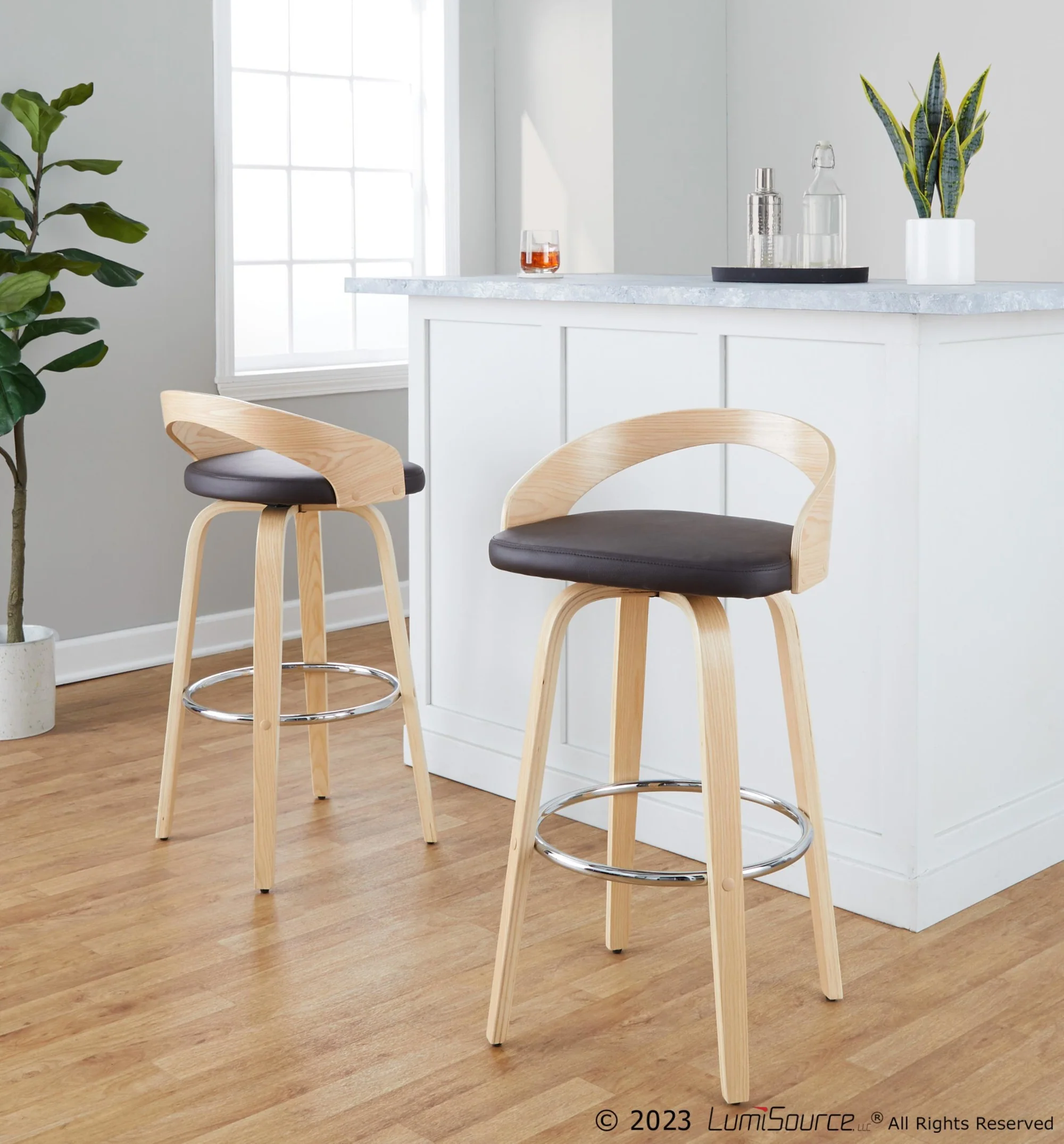 Grotto 30" Fixed-Height Barstool - Set of 2 By LumiSource - B30-GROTTOPU-GRTZR2 NANABN2 - Image 3