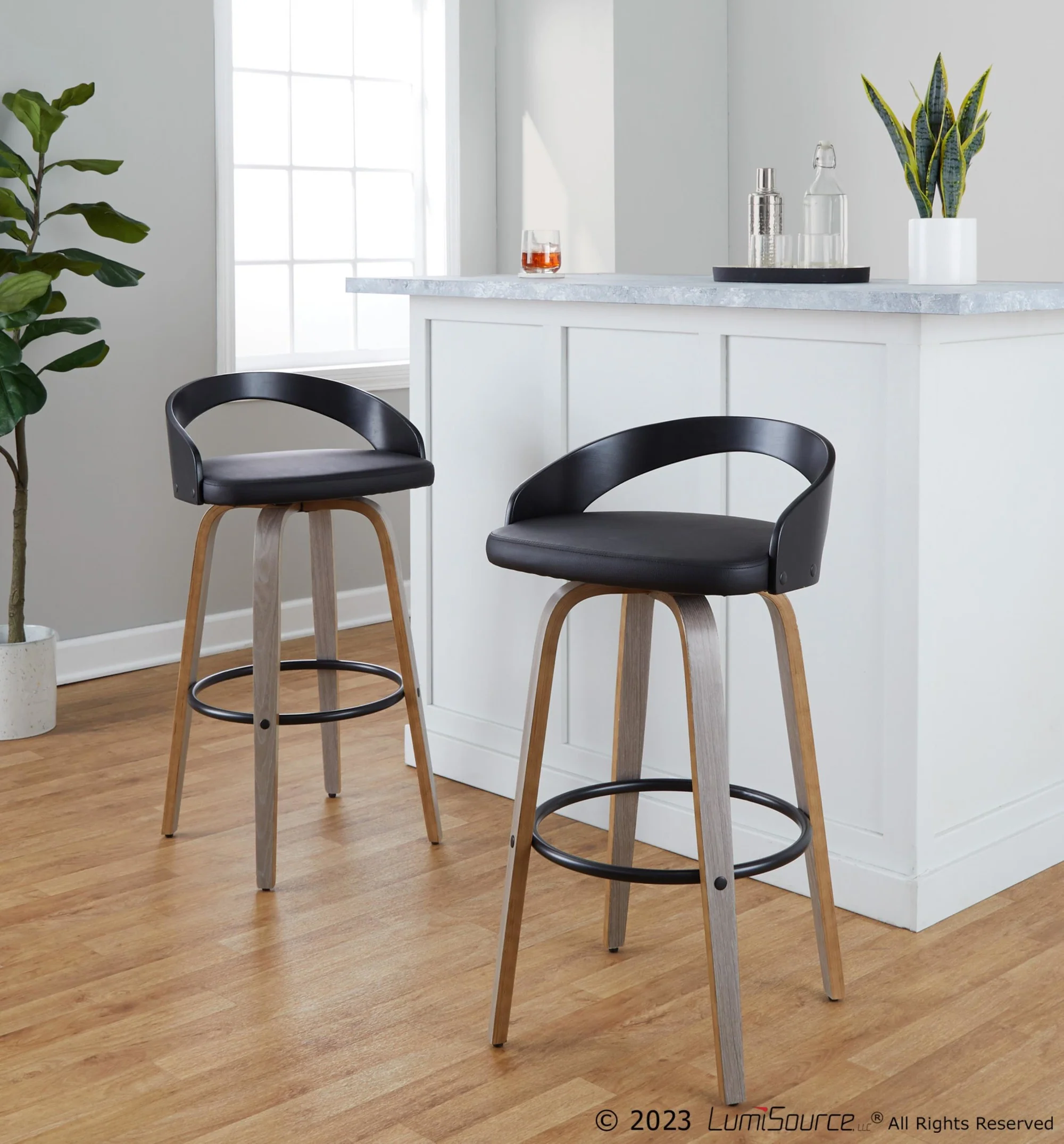 Grotto 30" Fixed-Height Barstool - Set of 2 By LumiSource - B30-GROTTOPU-GRTZR2 NANABN2 - Image 31