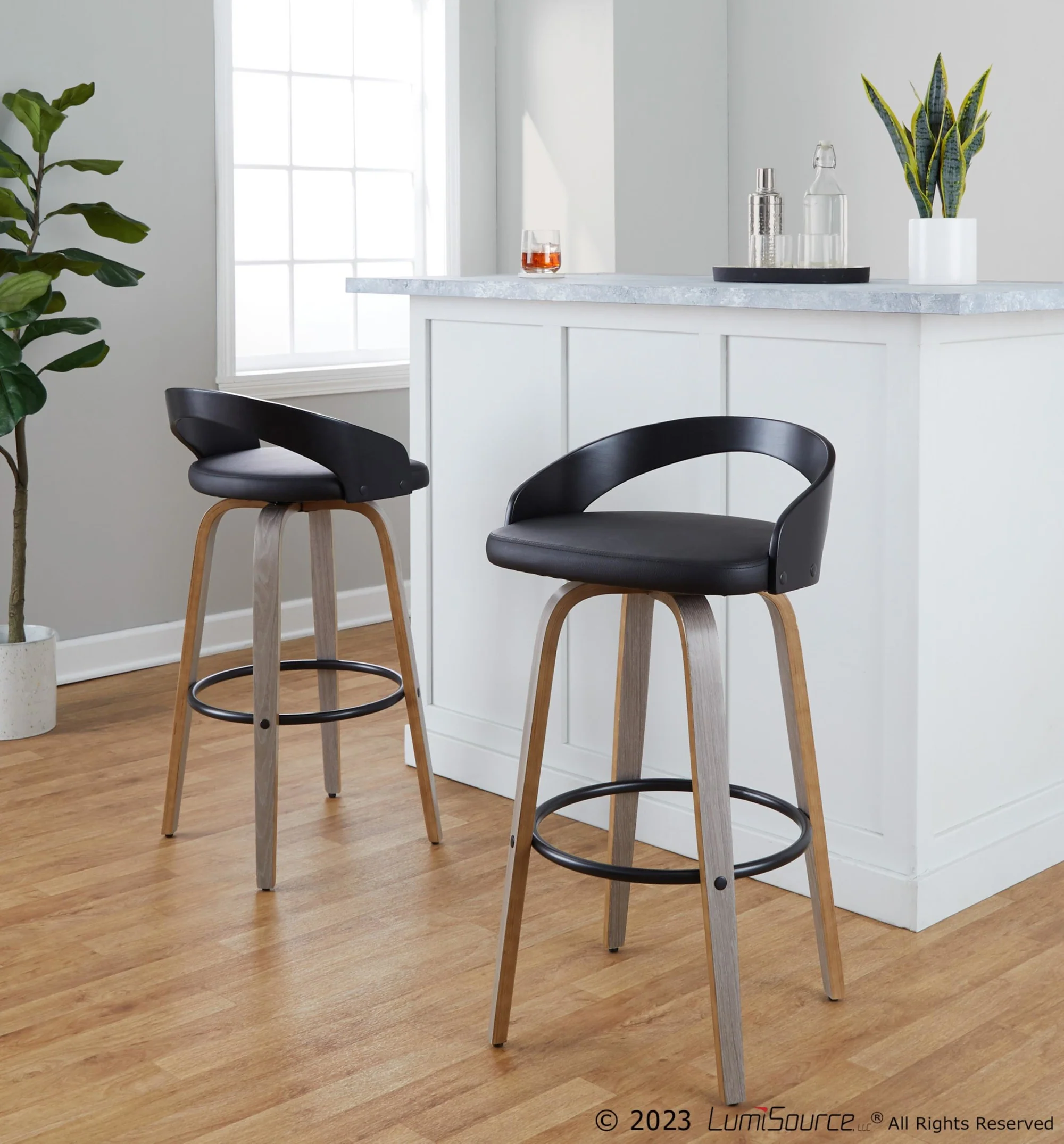 Grotto 30" Fixed-Height Barstool - Set of 2 By LumiSource - B30-GROTTOPU-GRTZR2 NANABN2 - Image 32