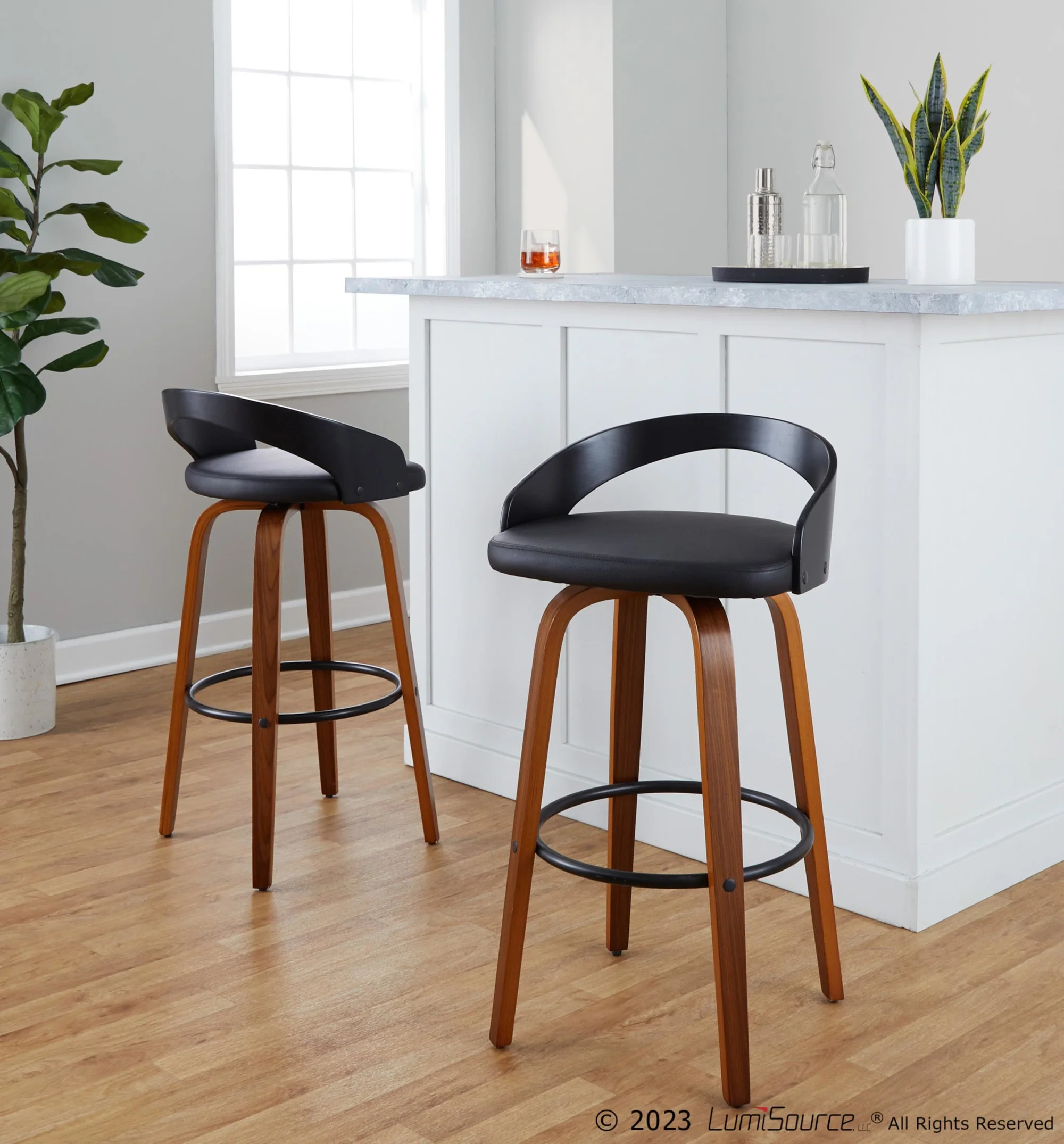 Grotto 30" Fixed-Height Barstool - Set of 2 By LumiSource - B30-GROTTOPU-GRTZR2 NANABN2 - Image 43