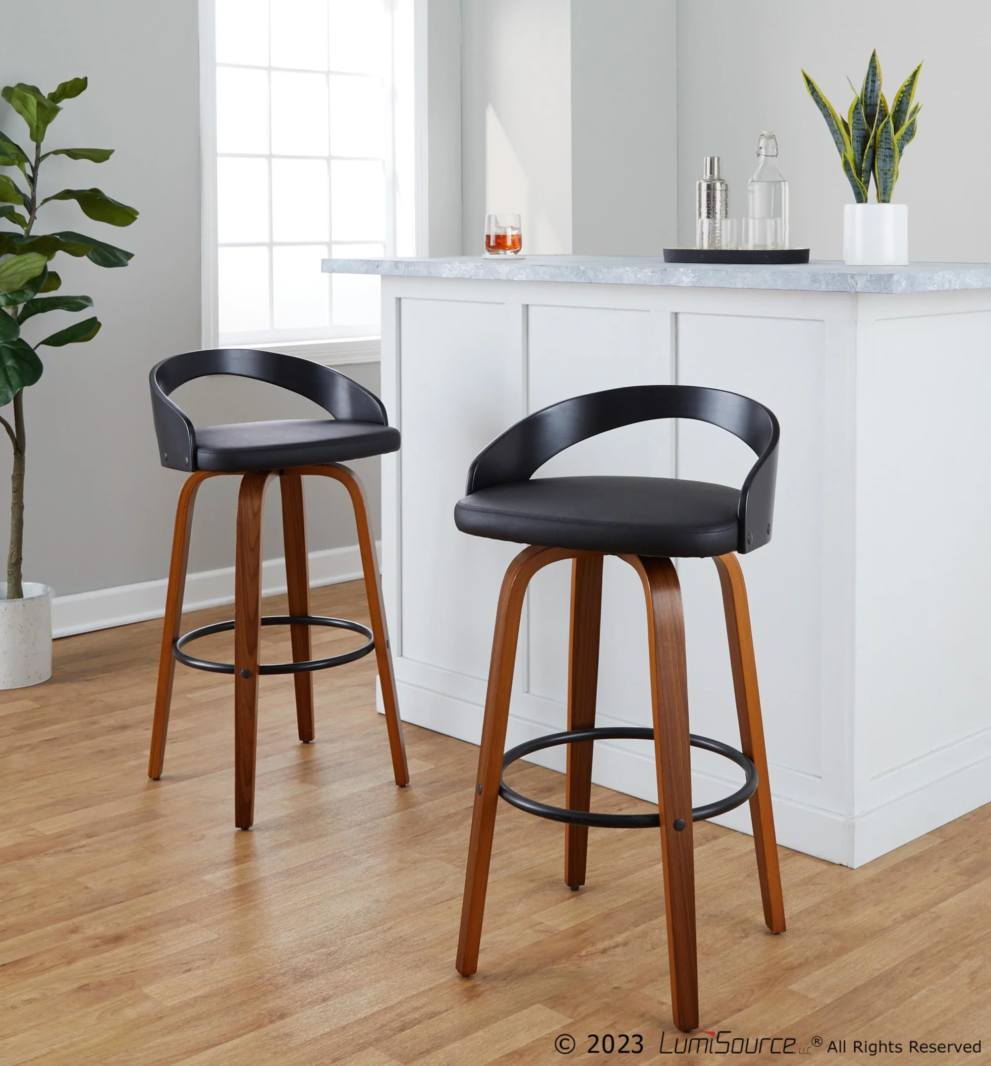 Grotto 30" Fixed-Height Barstool - Set of 2 By LumiSource - B30-GROTTOPU-GRTZR2 NANABN2 - Image 44