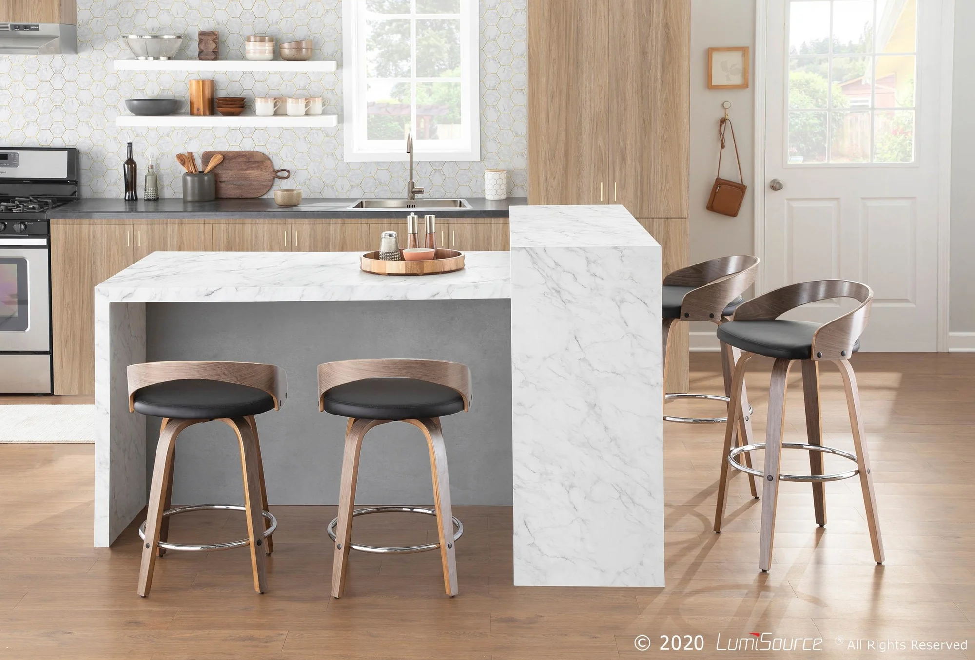 Grotto 30" Fixed Height Barstool - Set of 2 Black By LumiSource - Image 2