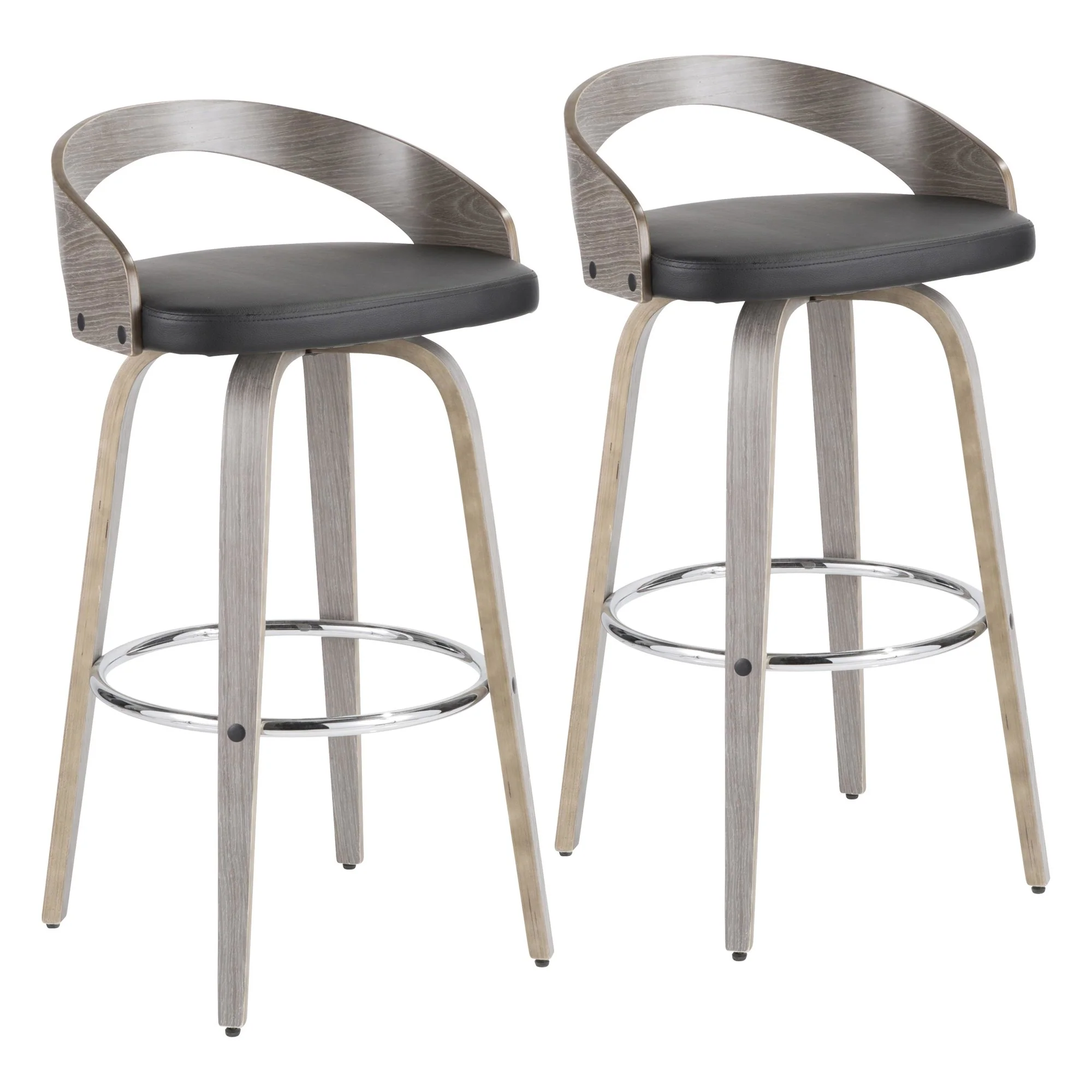 Grotto 30" Fixed Height Barstool - Set of 2 Black By LumiSource - Image 3