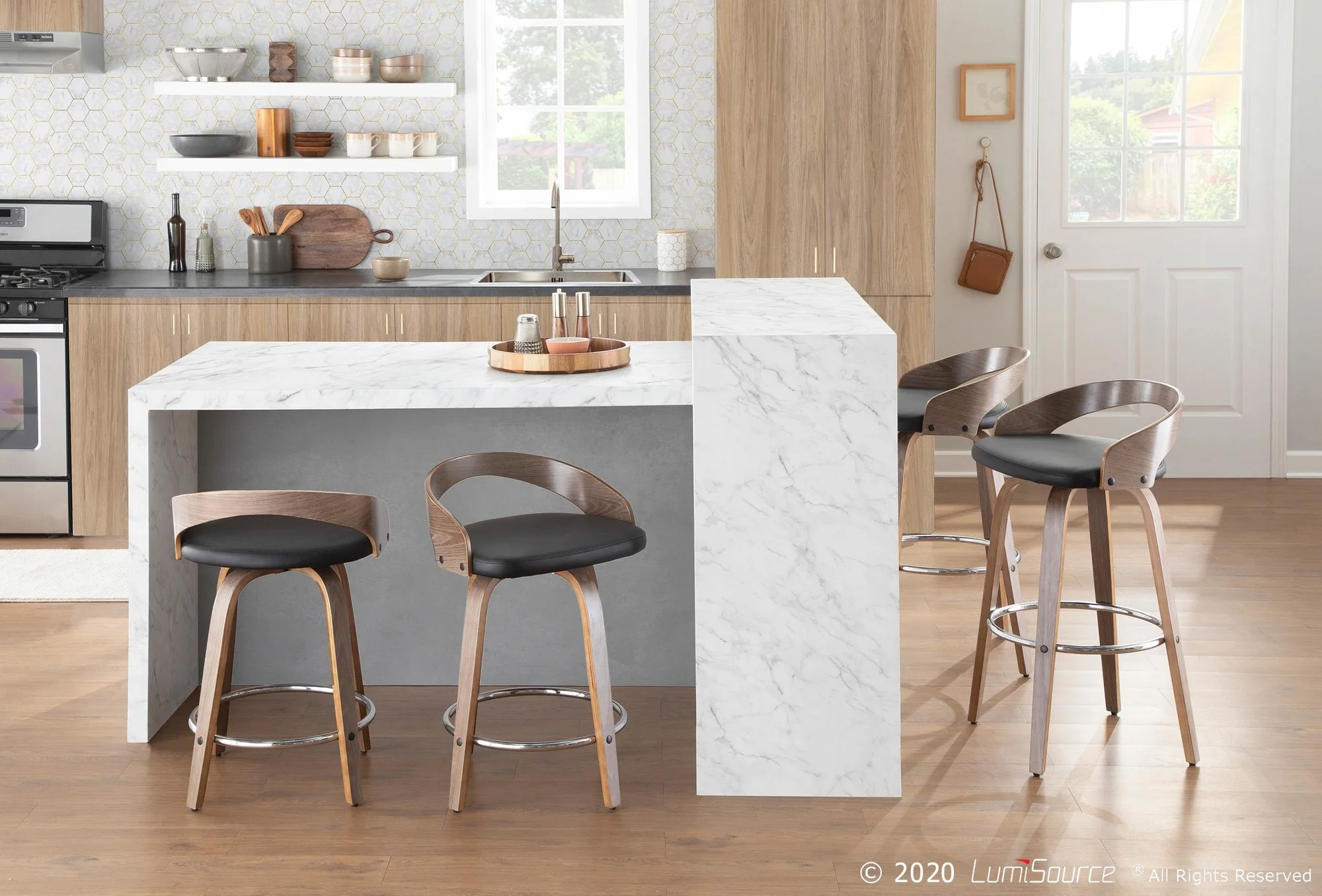Grotto 30" Fixed Height Barstool - Set of 2 Black By LumiSource - Image 7