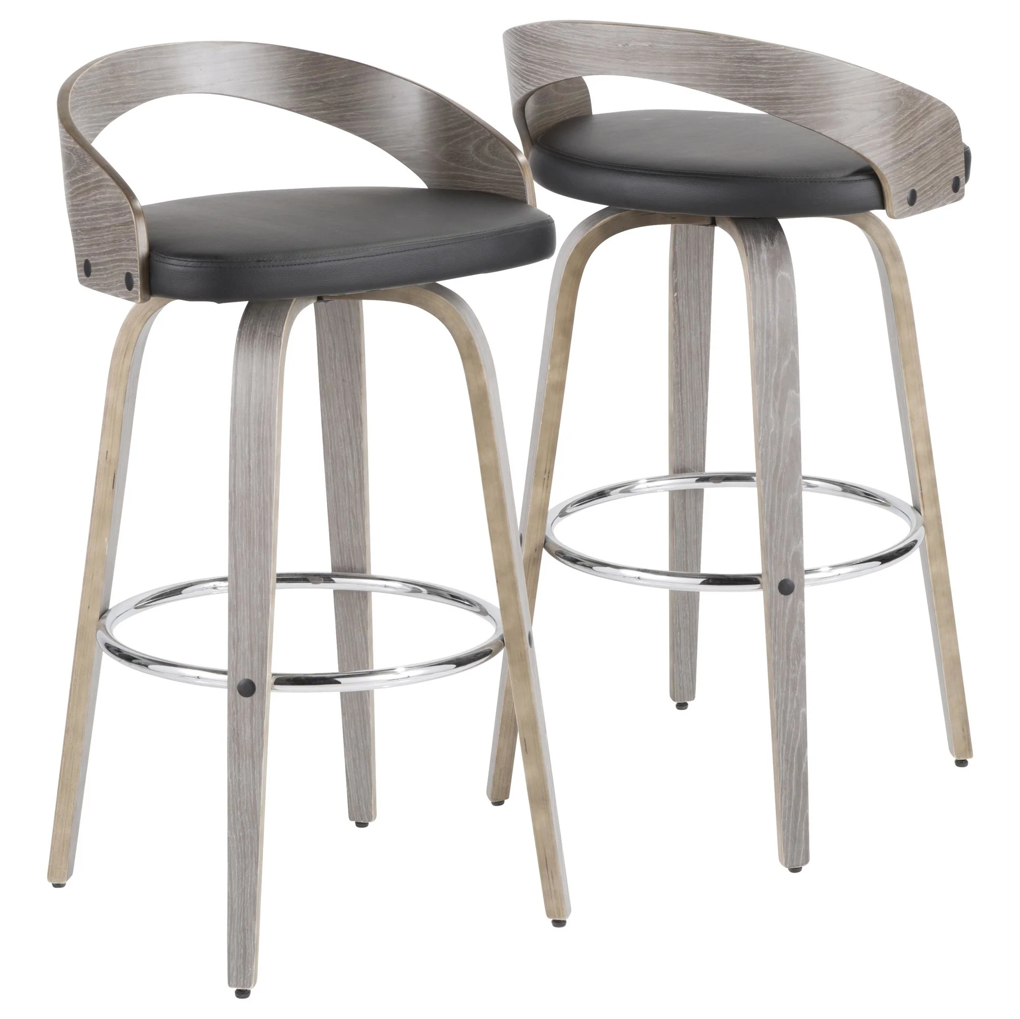 Grotto 30" Fixed Height Barstool - Set of 2 Black By LumiSource - Image 8