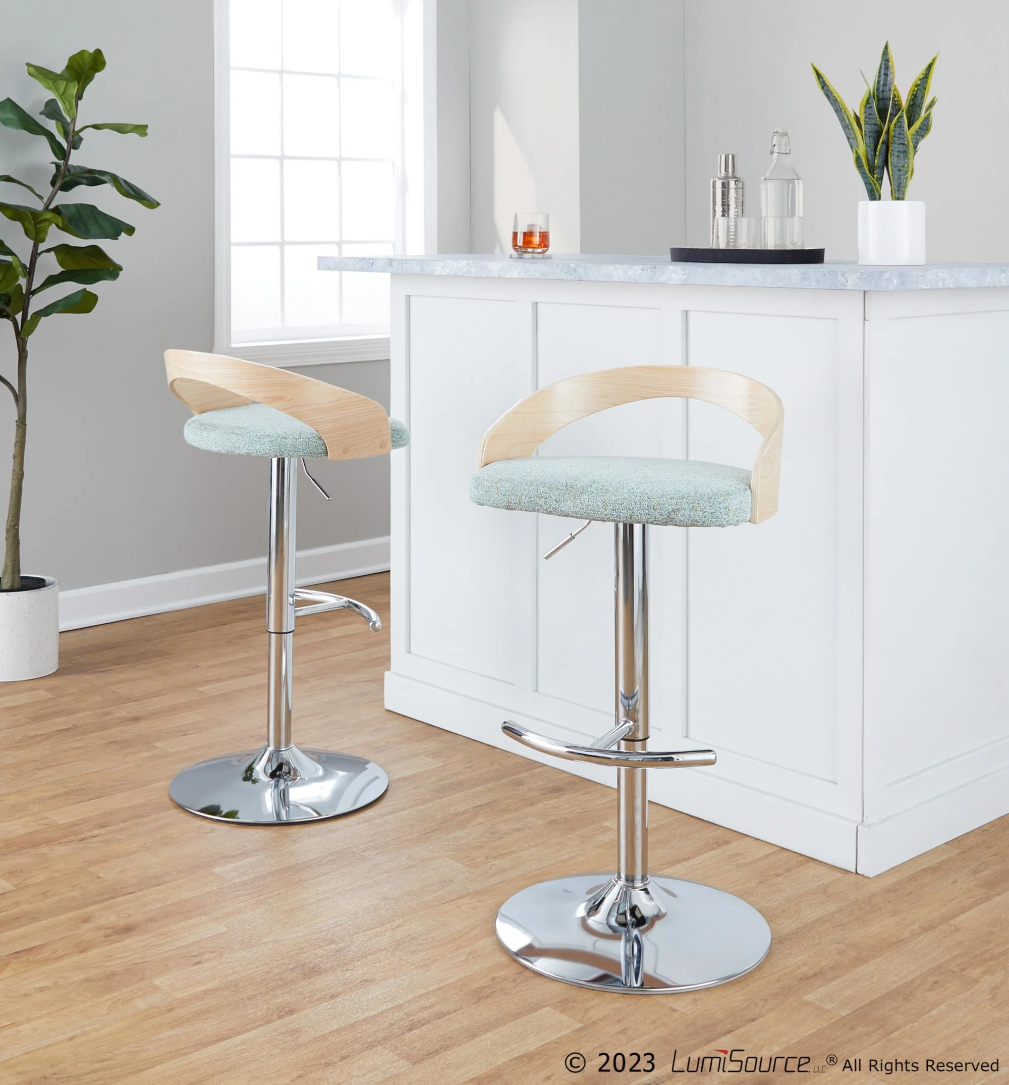 Grotto Adjustable Barstool - Set of 2 By LumiSource - BS-GROTTOFB-RT2 CHRNALGN2 - Image 2