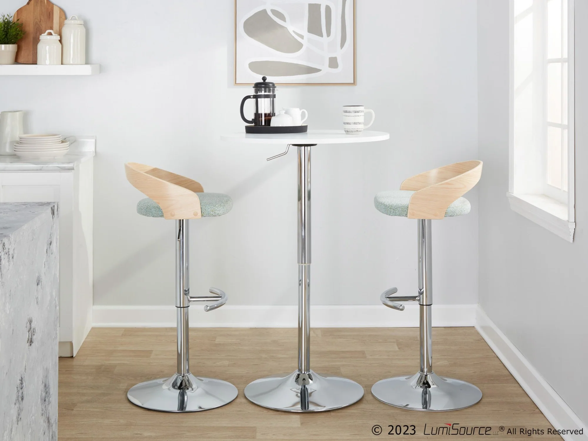 Grotto Adjustable Barstool - Set of 2 By LumiSource - BS-GROTTOFB-RT2 CHRNALGN2 - Image 3