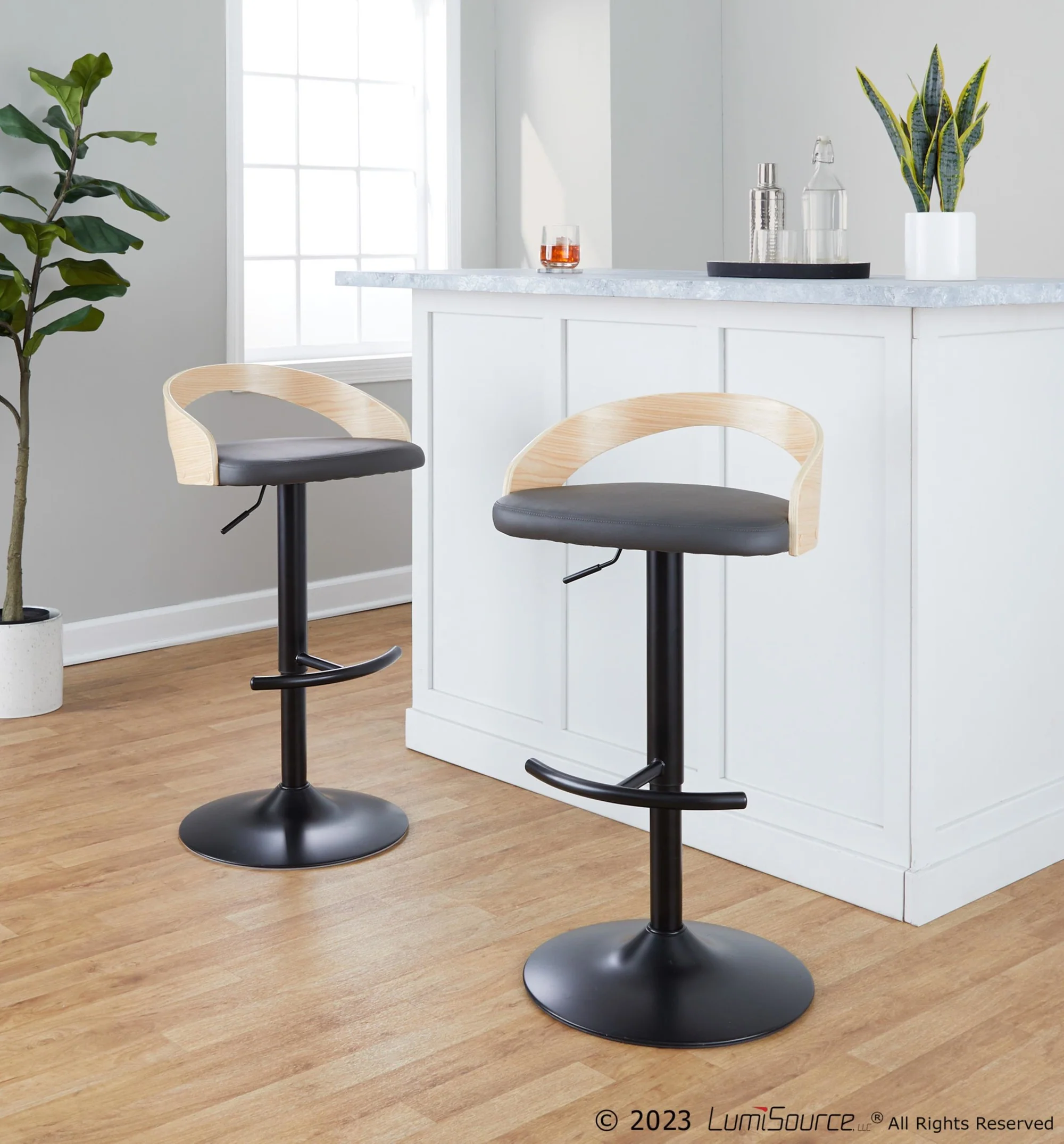 Grotto Adjustable Barstool - Set of 2 By LumiSource - BS-GROTTOPU-RT2 BKNABN2 - Image 11