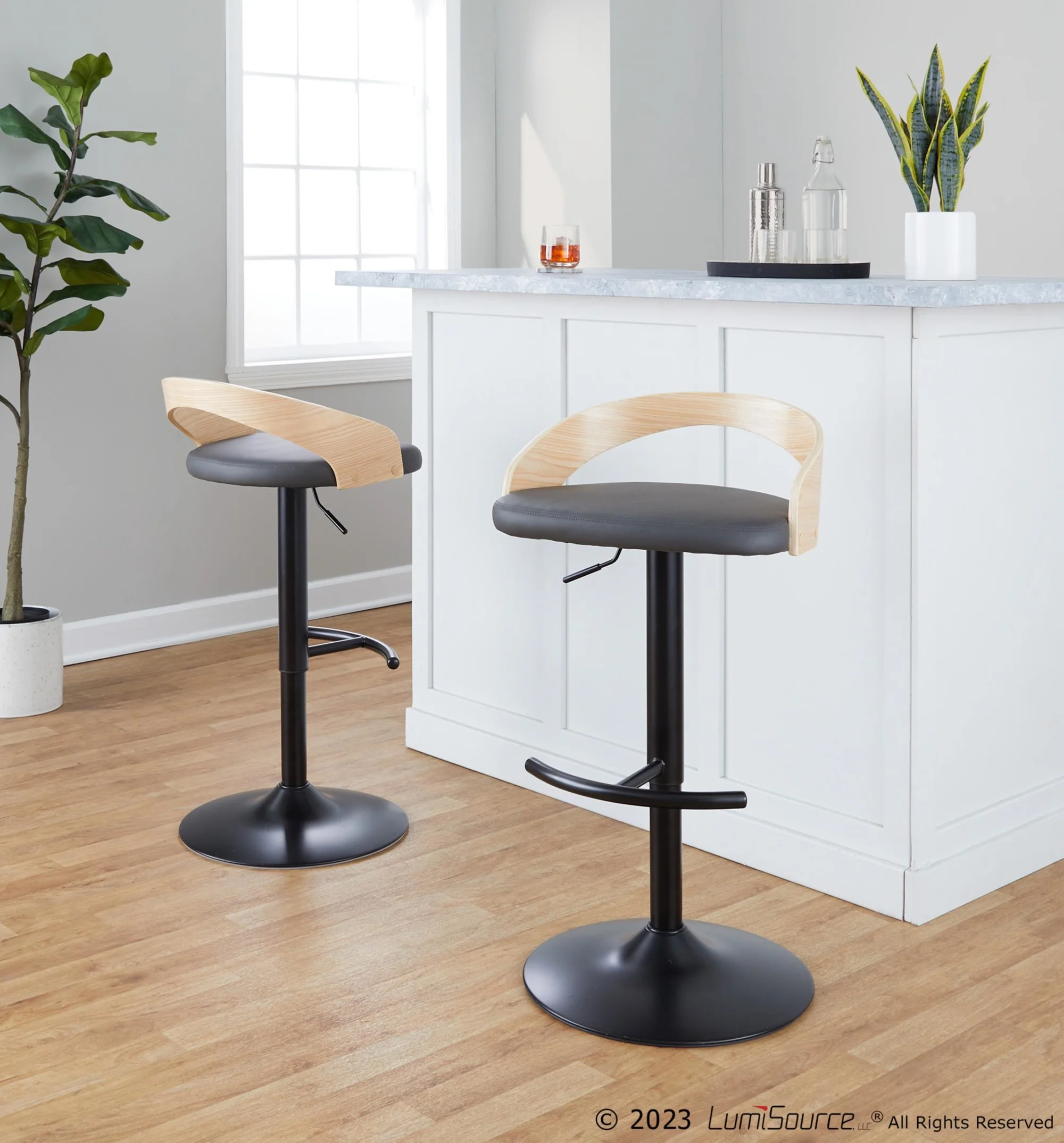 Grotto Adjustable Barstool - Set of 2 By LumiSource - BS-GROTTOPU-RT2 BKNABN2 - Image 12