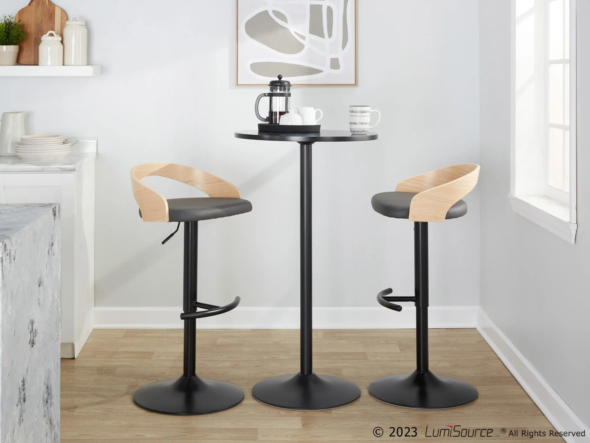 Grotto Adjustable Barstool - Set of 2 By LumiSource - BS-GROTTOPU-RT2 BKNABN2 - Image 13