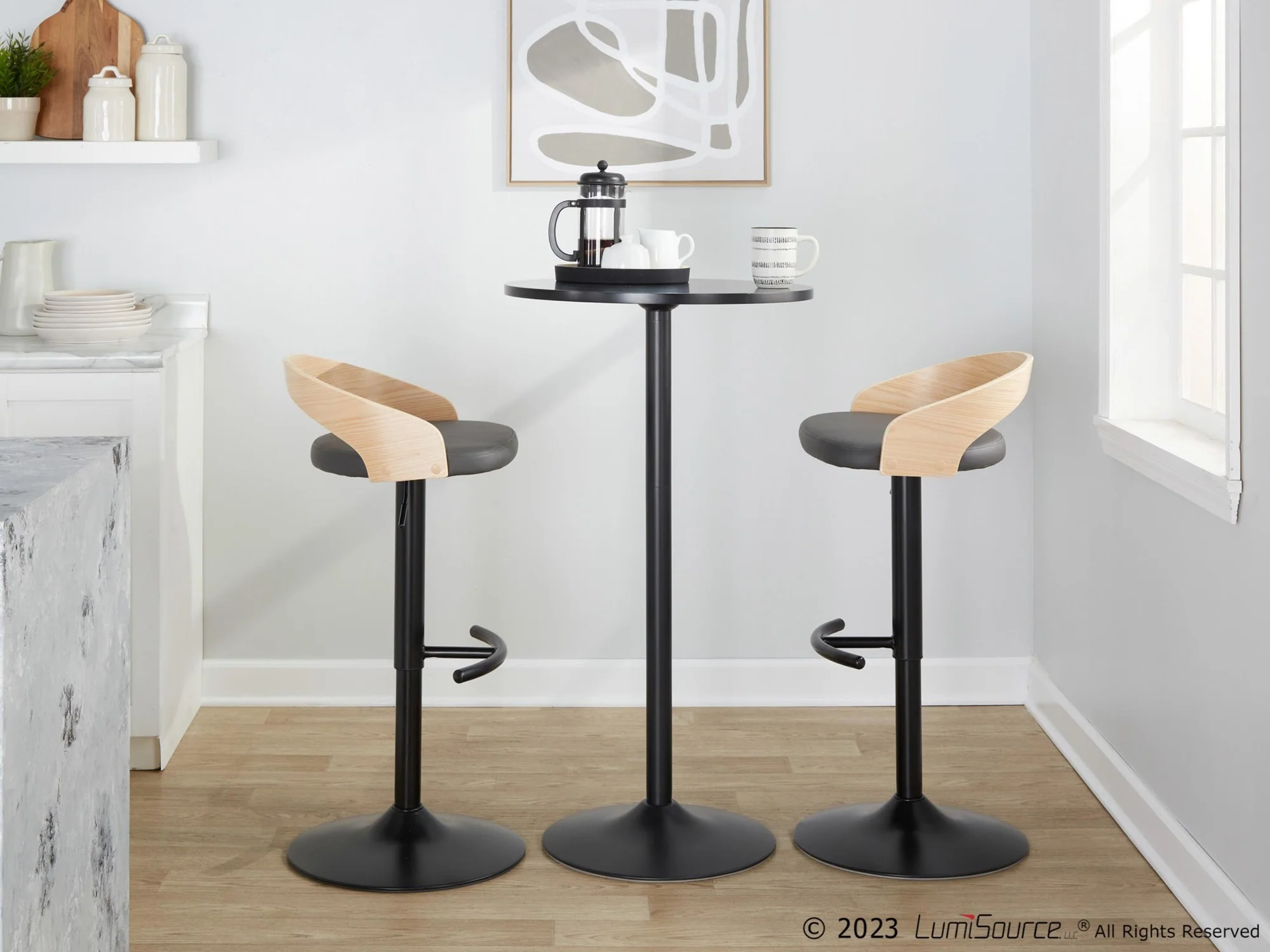 Grotto Adjustable Barstool - Set of 2 By LumiSource - BS-GROTTOPU-RT2 BKNABN2 - Image 14
