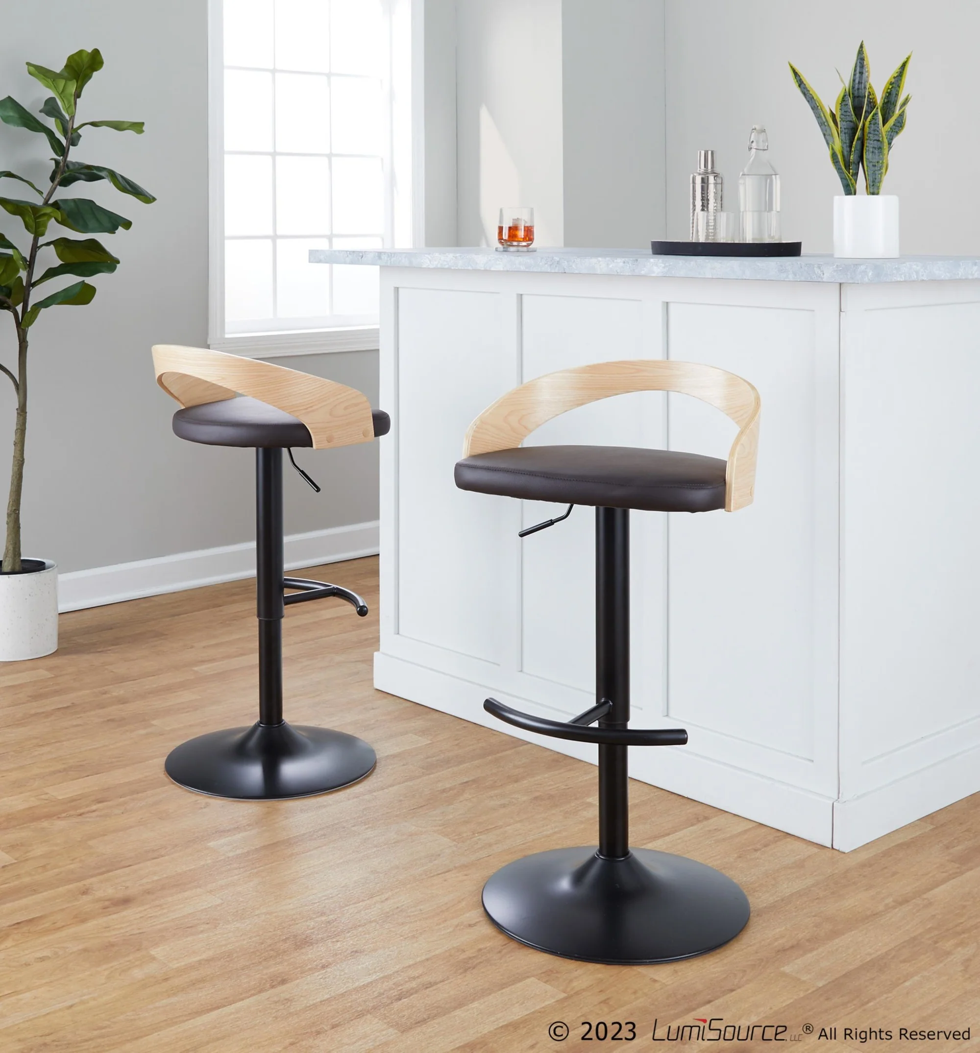 Grotto Adjustable Barstool - Set of 2 By LumiSource - BS-GROTTOPU-RT2 BKNABN2 - Image 2