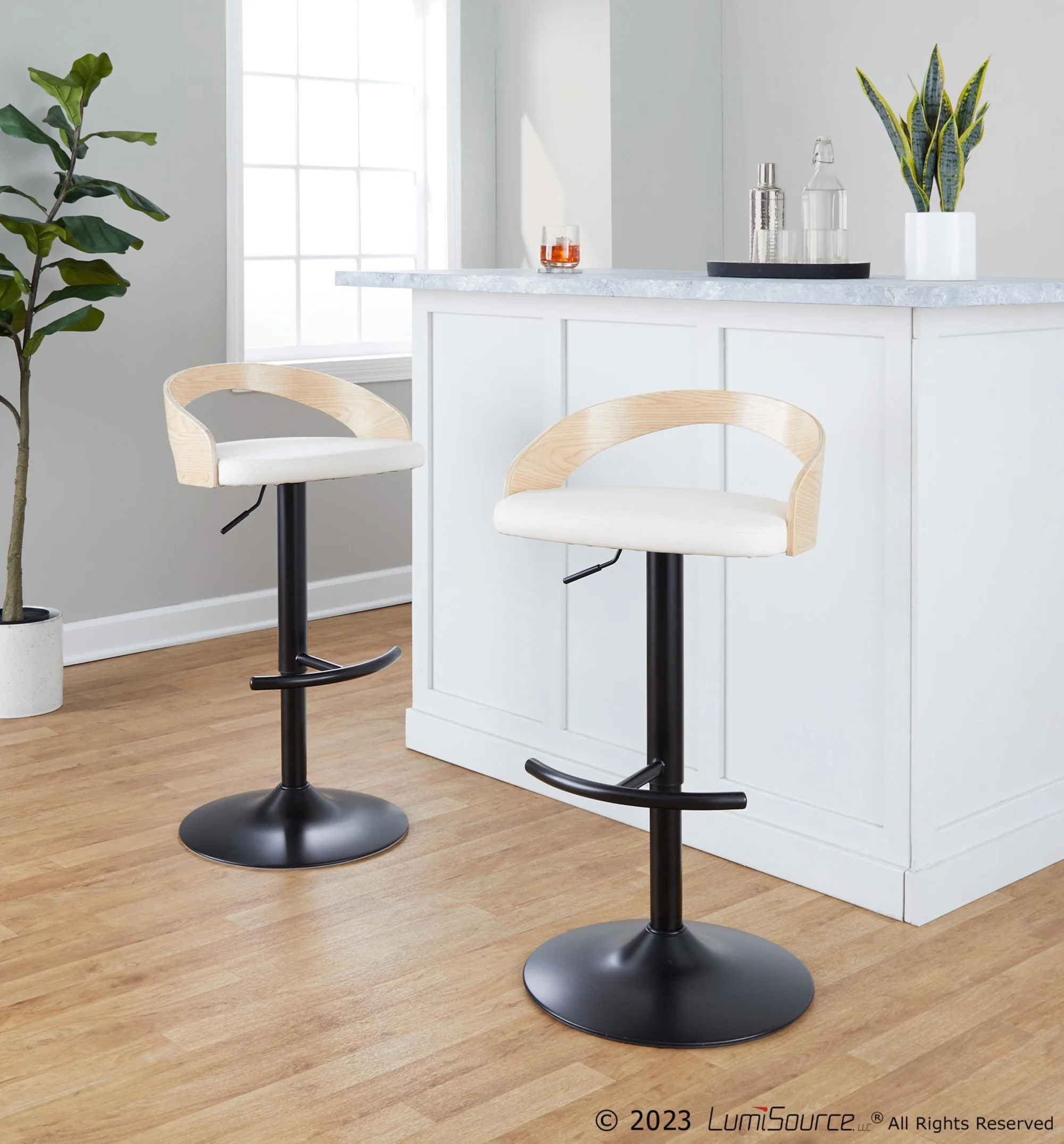 Grotto Adjustable Barstool - Set of 2 By LumiSource - BS-GROTTOPU-RT2 BKNABN2 - Image 21