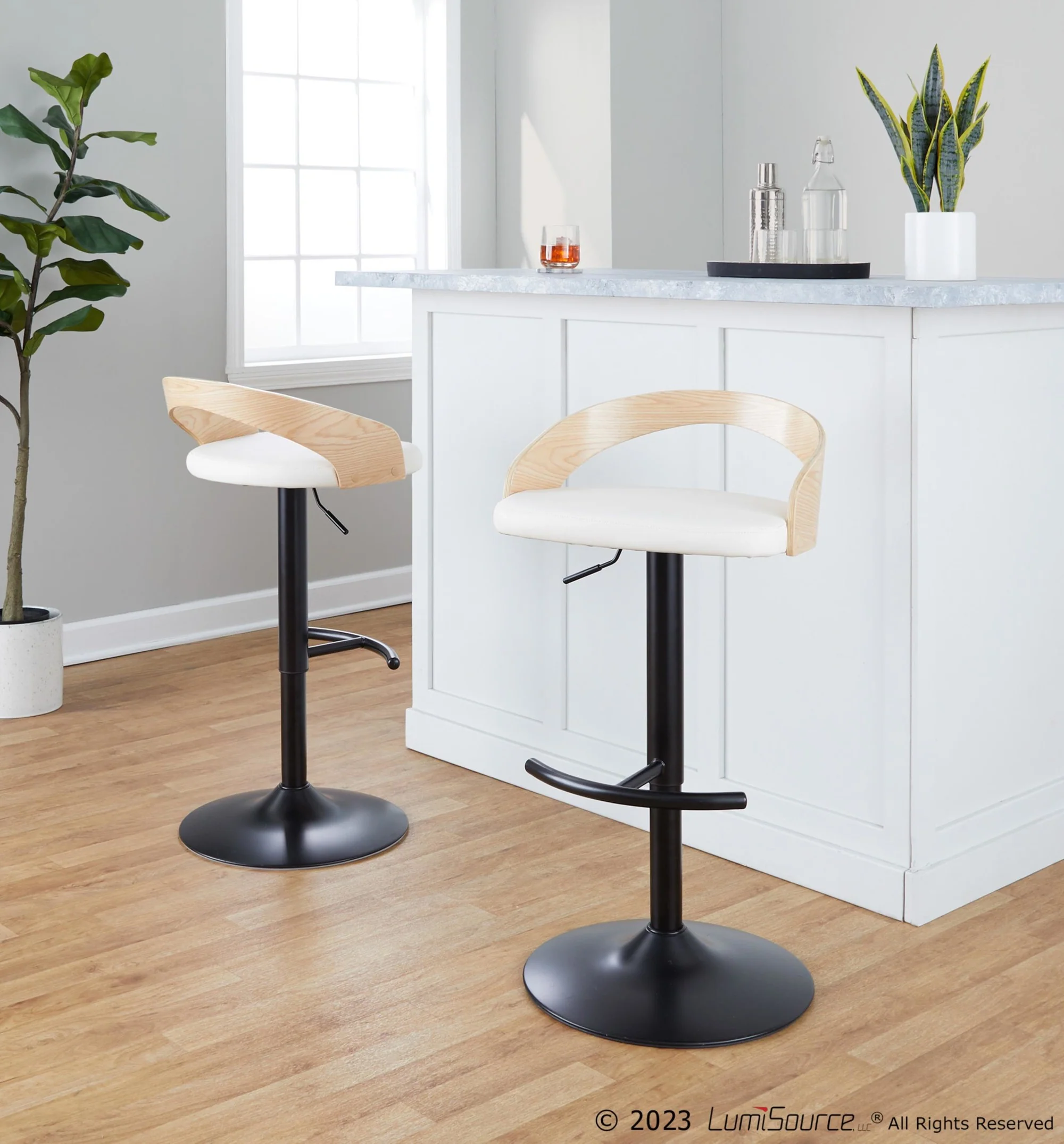 Grotto Adjustable Barstool - Set of 2 By LumiSource - BS-GROTTOPU-RT2 BKNABN2 - Image 22
