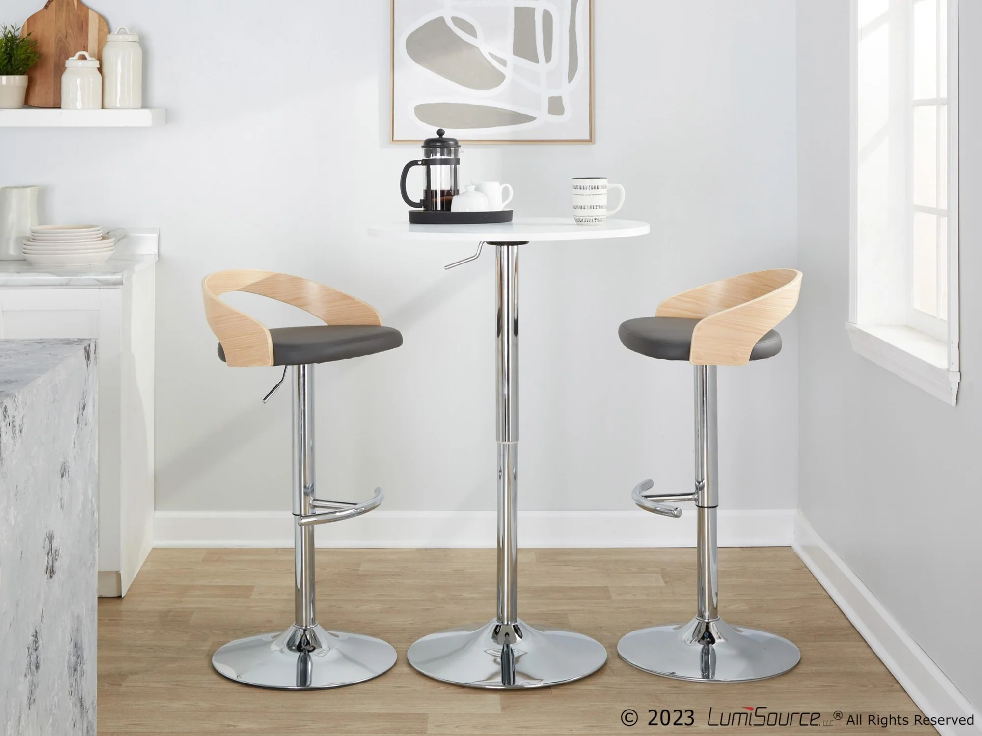 Grotto Adjustable Barstool - Set of 2 By LumiSource - BS-GROTTOPU-RT2 CHRNABN2 - Image 13