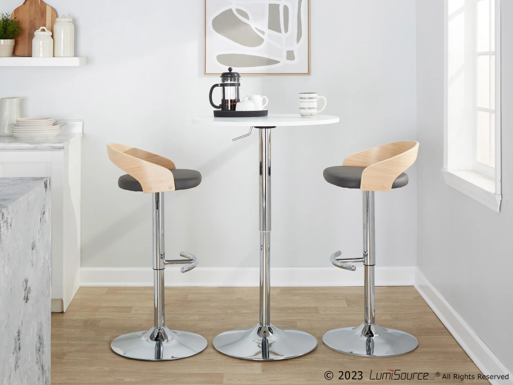 Grotto Adjustable Barstool - Set of 2 By LumiSource - BS-GROTTOPU-RT2 CHRNABN2 - Image 14