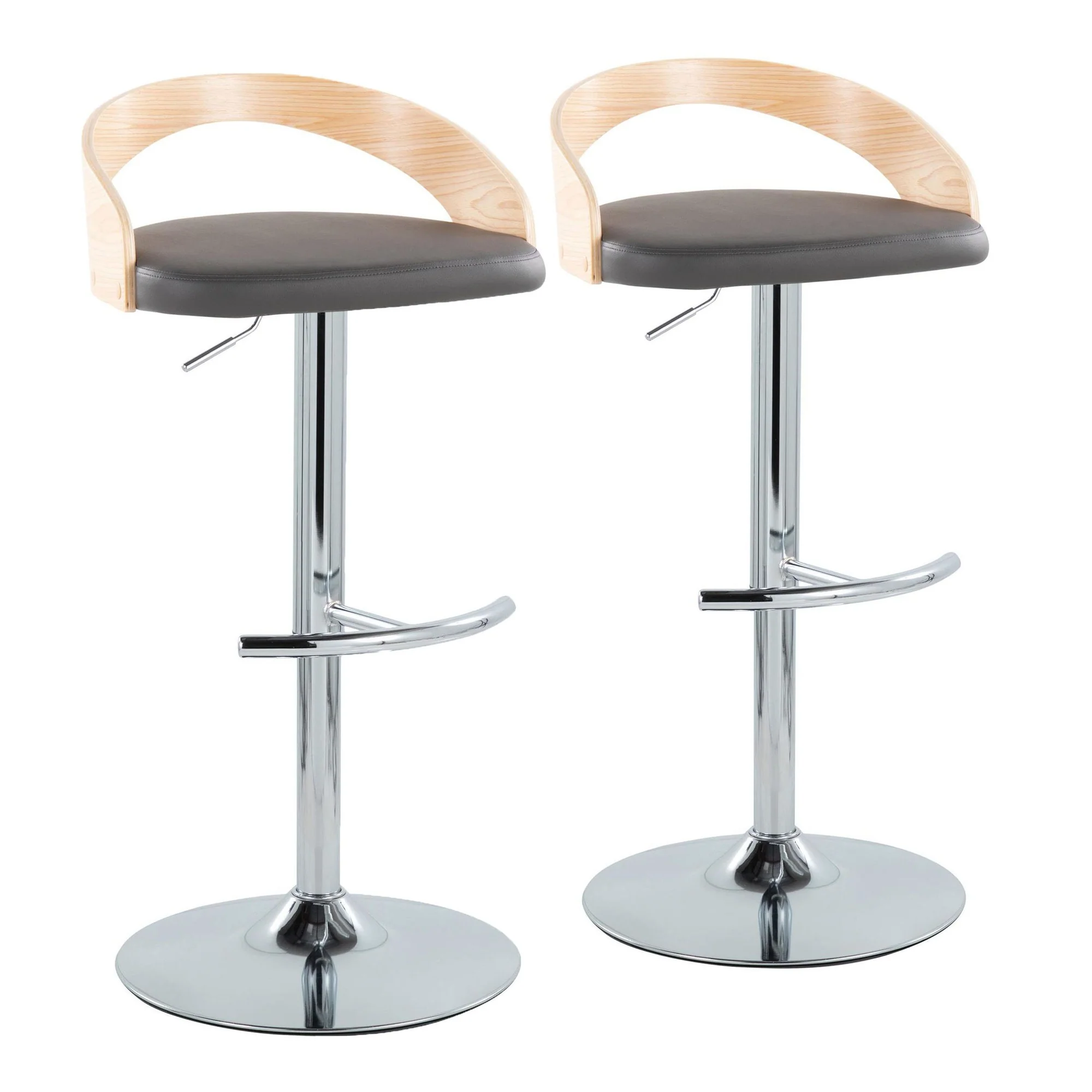 Grotto Adjustable Barstool - Set of 2 By LumiSource - BS-GROTTOPU-RT2 CHRNABN2 - Image 15