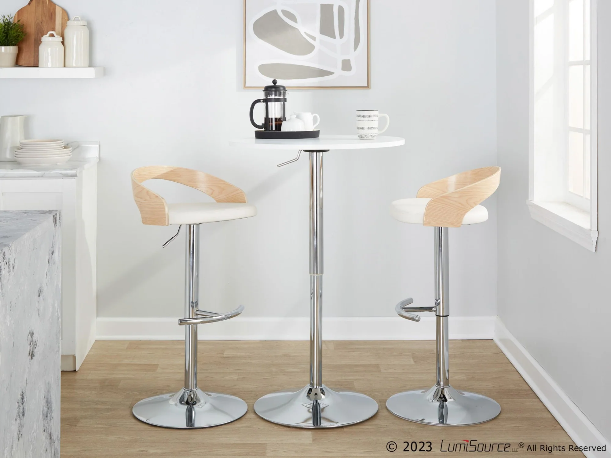 Grotto Adjustable Barstool - Set of 2 By LumiSource - BS-GROTTOPU-RT2 CHRNABN2 - Image 23