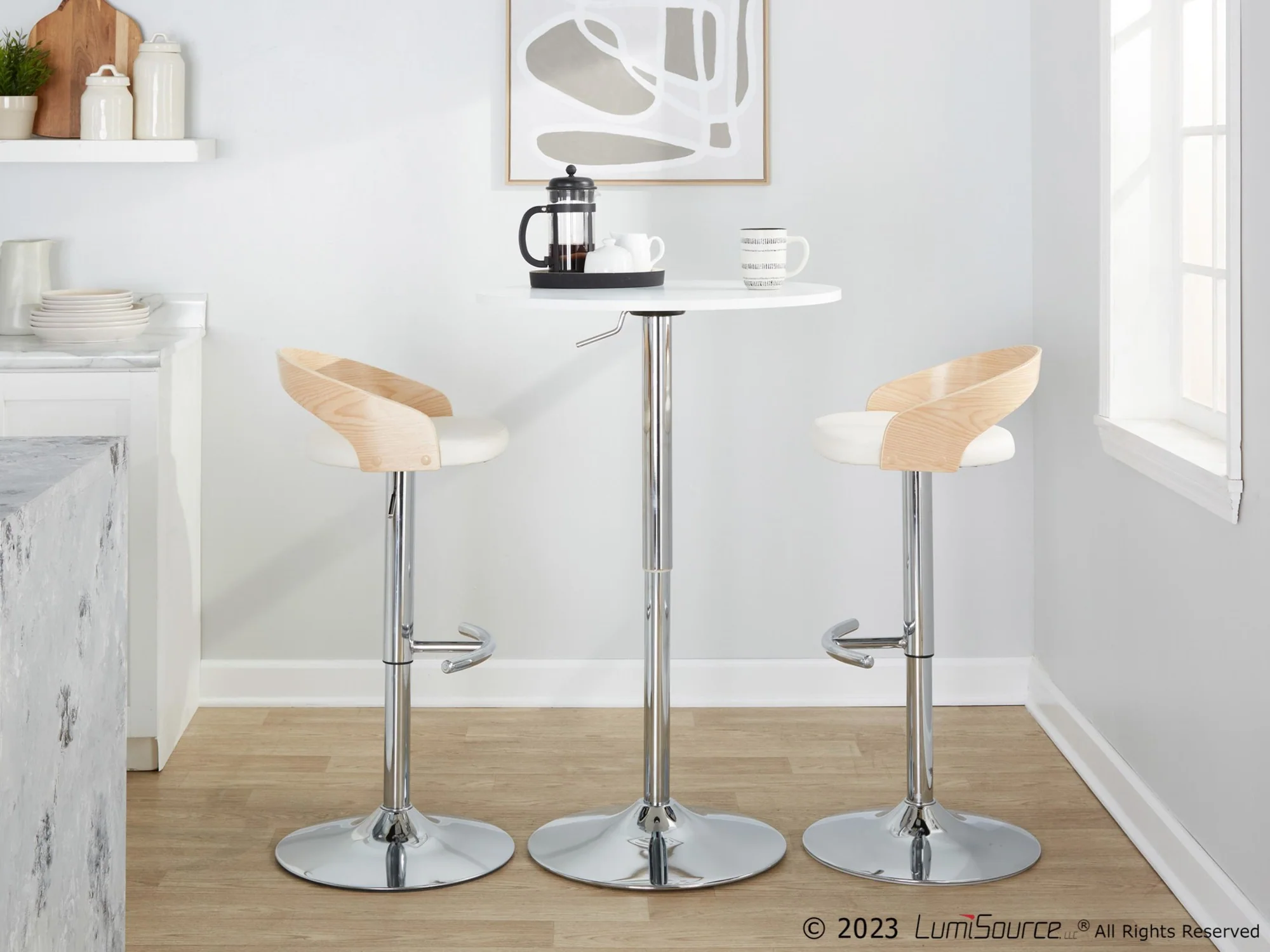 Grotto Adjustable Barstool - Set of 2 By LumiSource - BS-GROTTOPU-RT2 CHRNABN2 - Image 24