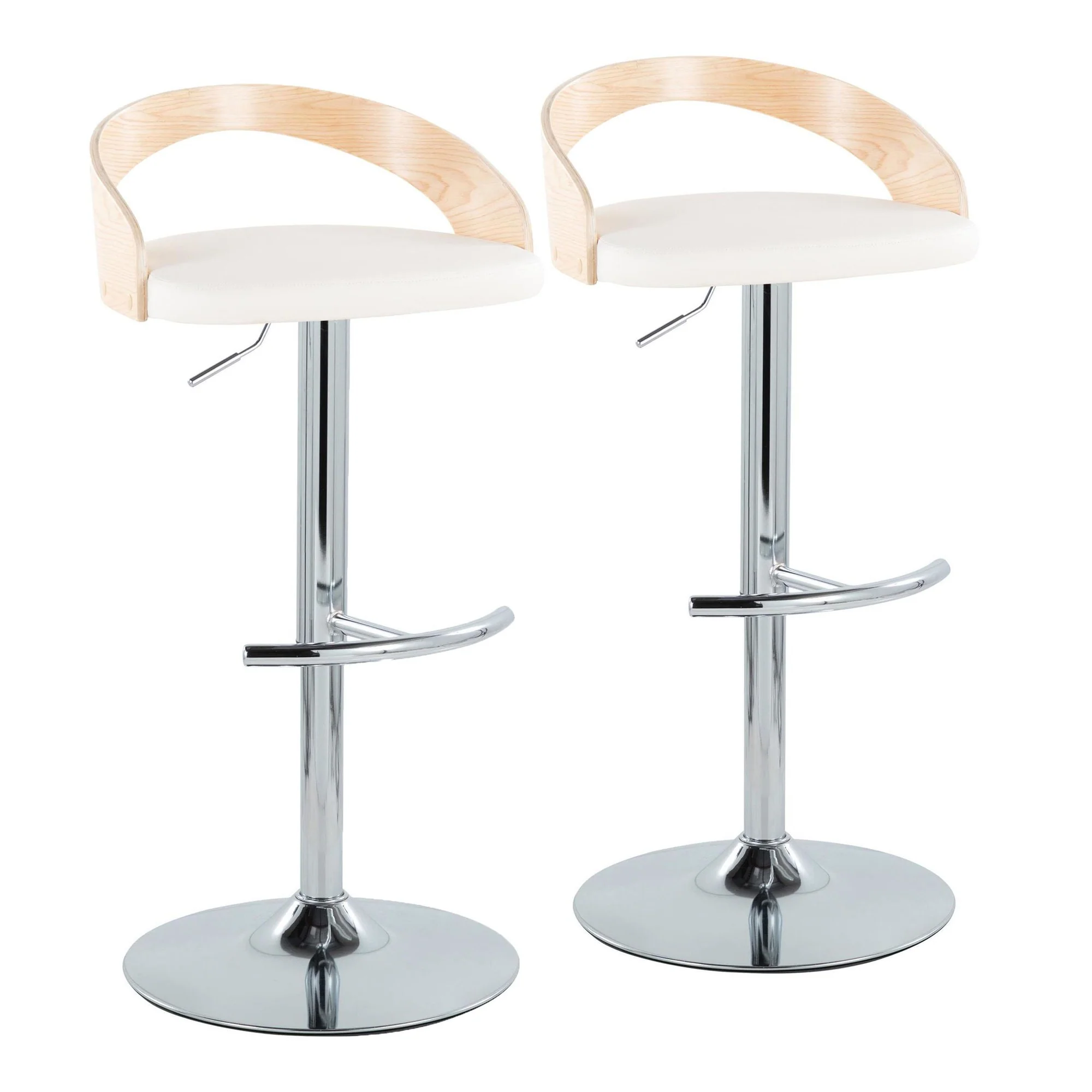 Grotto Adjustable Barstool - Set of 2 By LumiSource - BS-GROTTOPU-RT2 CHRNABN2 - Image 25