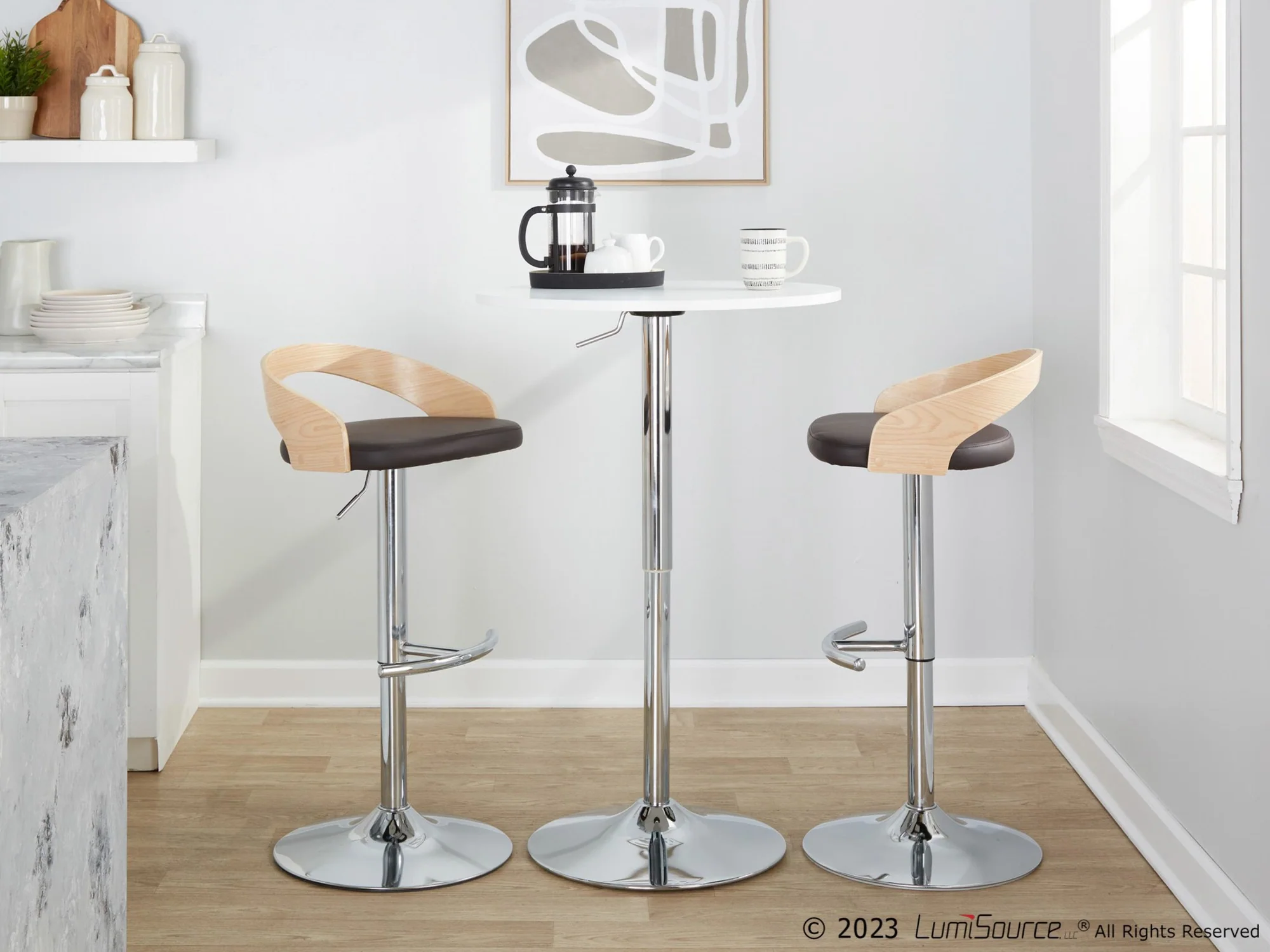 Grotto Adjustable Barstool - Set of 2 By LumiSource - BS-GROTTOPU-RT2 CHRNABN2 - Image 3