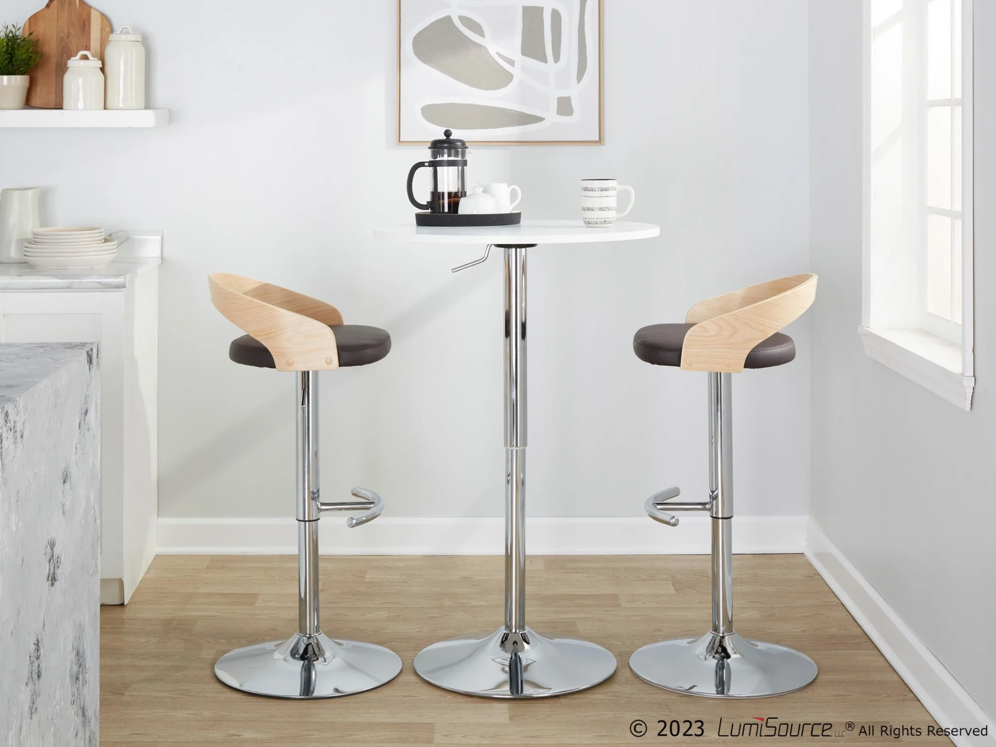 Grotto Adjustable Barstool - Set of 2 By LumiSource - BS-GROTTOPU-RT2 CHRNABN2 - Image 4