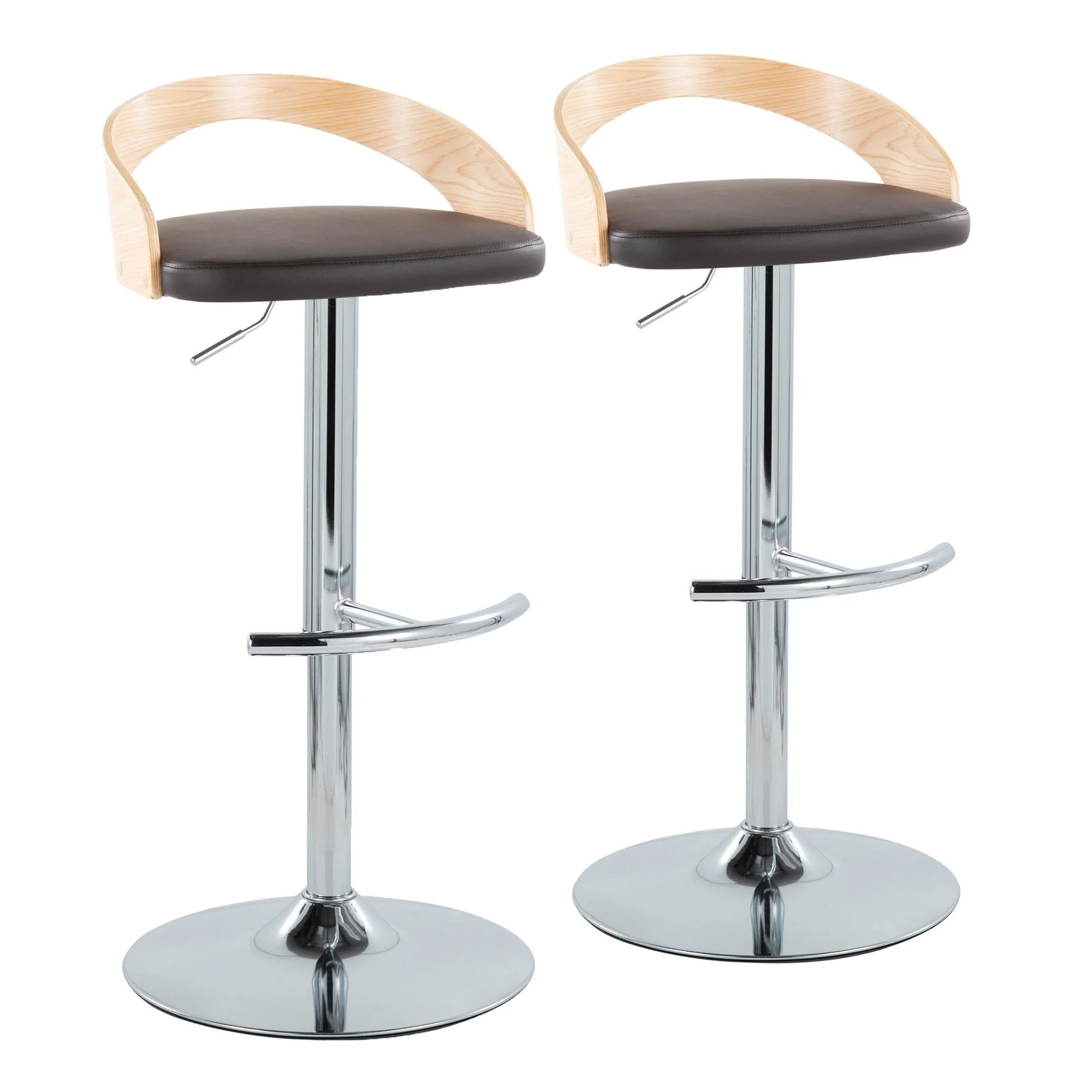 Grotto Adjustable Barstool - Set of 2 By LumiSource - BS-GROTTOPU-RT2 CHRNABN2 - Image 5