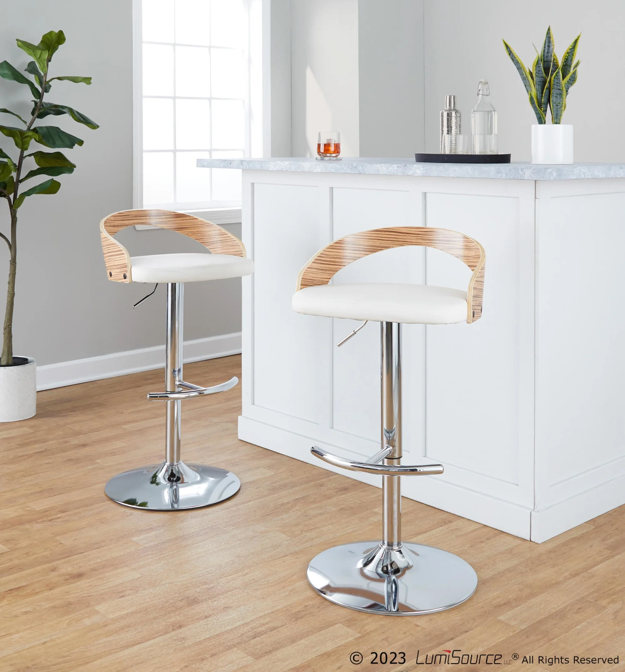 Grotto Adjustable Barstool - Set of 2 By LumiSource - BS-GROTTOPU-RT2 CHRZBW2 - Image 2