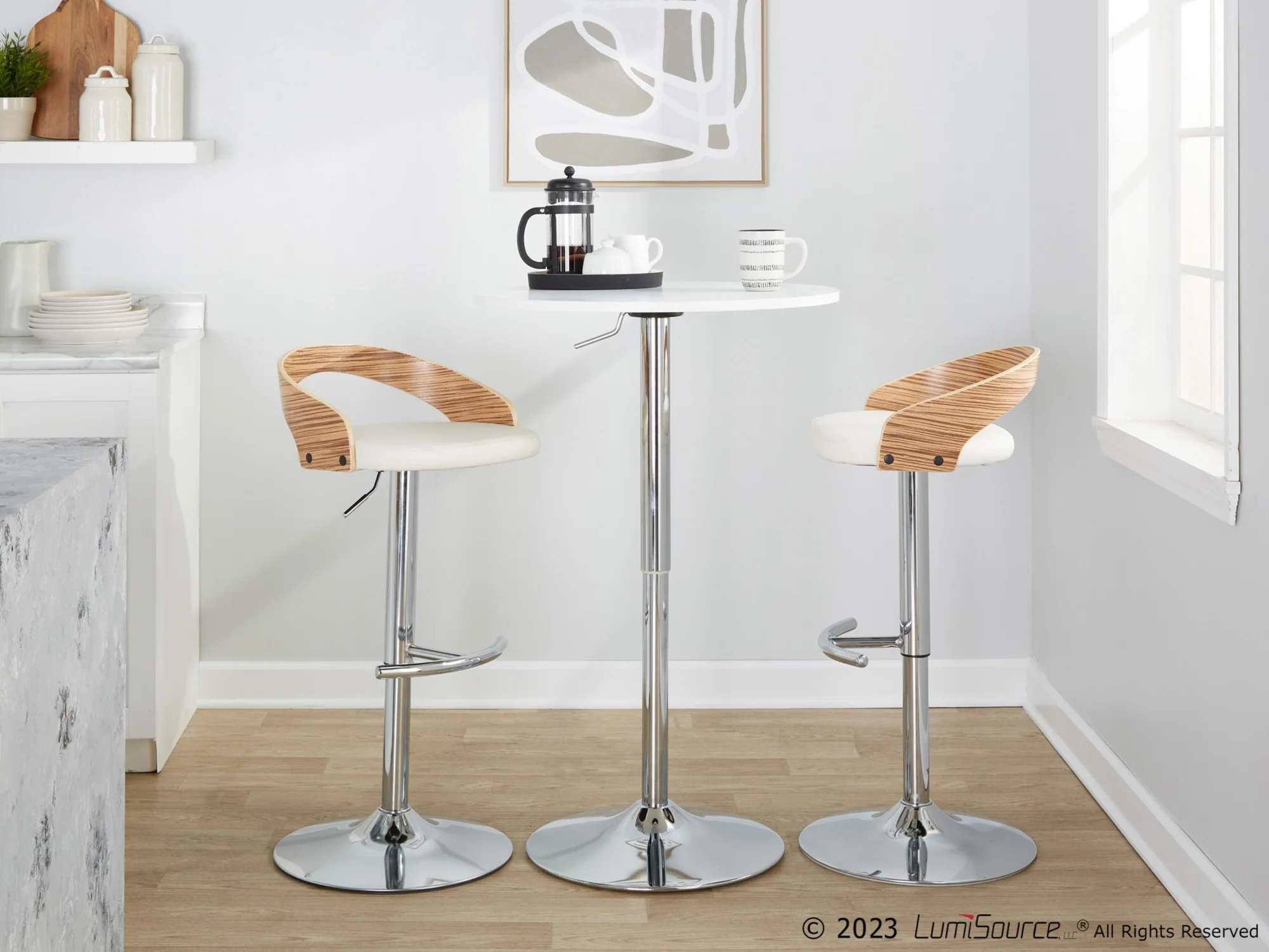 Grotto Adjustable Barstool - Set of 2 By LumiSource - BS-GROTTOPU-RT2 CHRZBW2 - Image 3