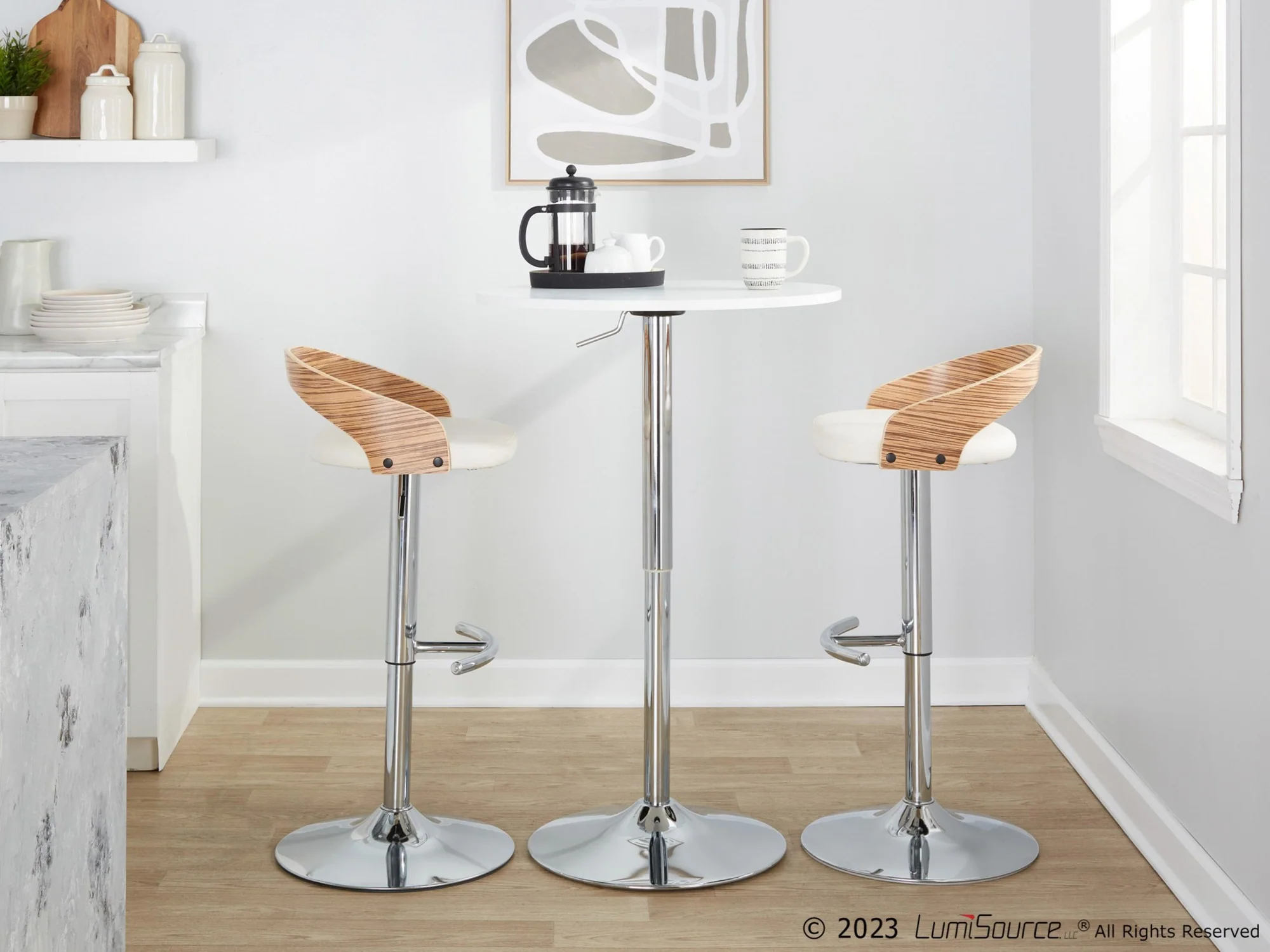 Grotto Adjustable Barstool - Set of 2 By LumiSource - BS-GROTTOPU-RT2 CHRZBW2 - Image 4