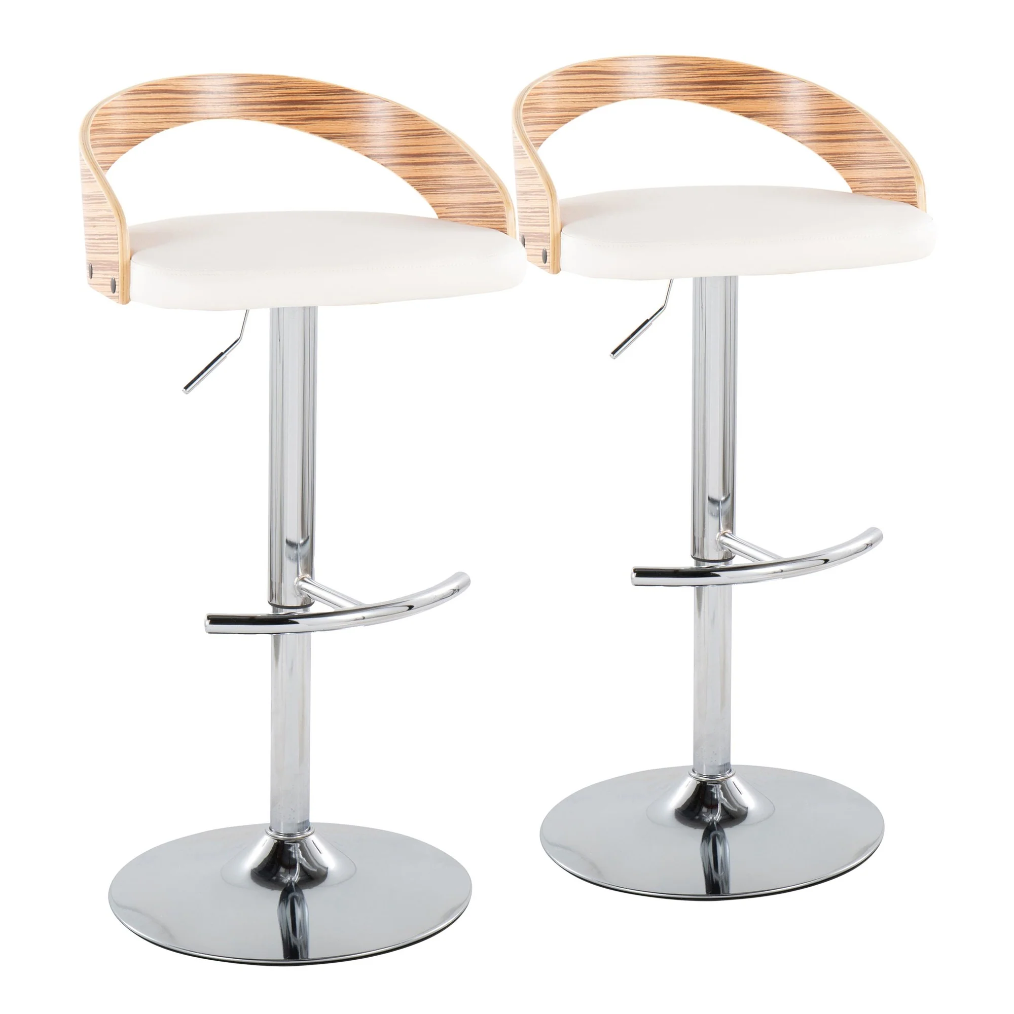 Grotto Adjustable Barstool - Set of 2 By LumiSource - BS-GROTTOPU-RT2 CHRZBW2 - Image 5