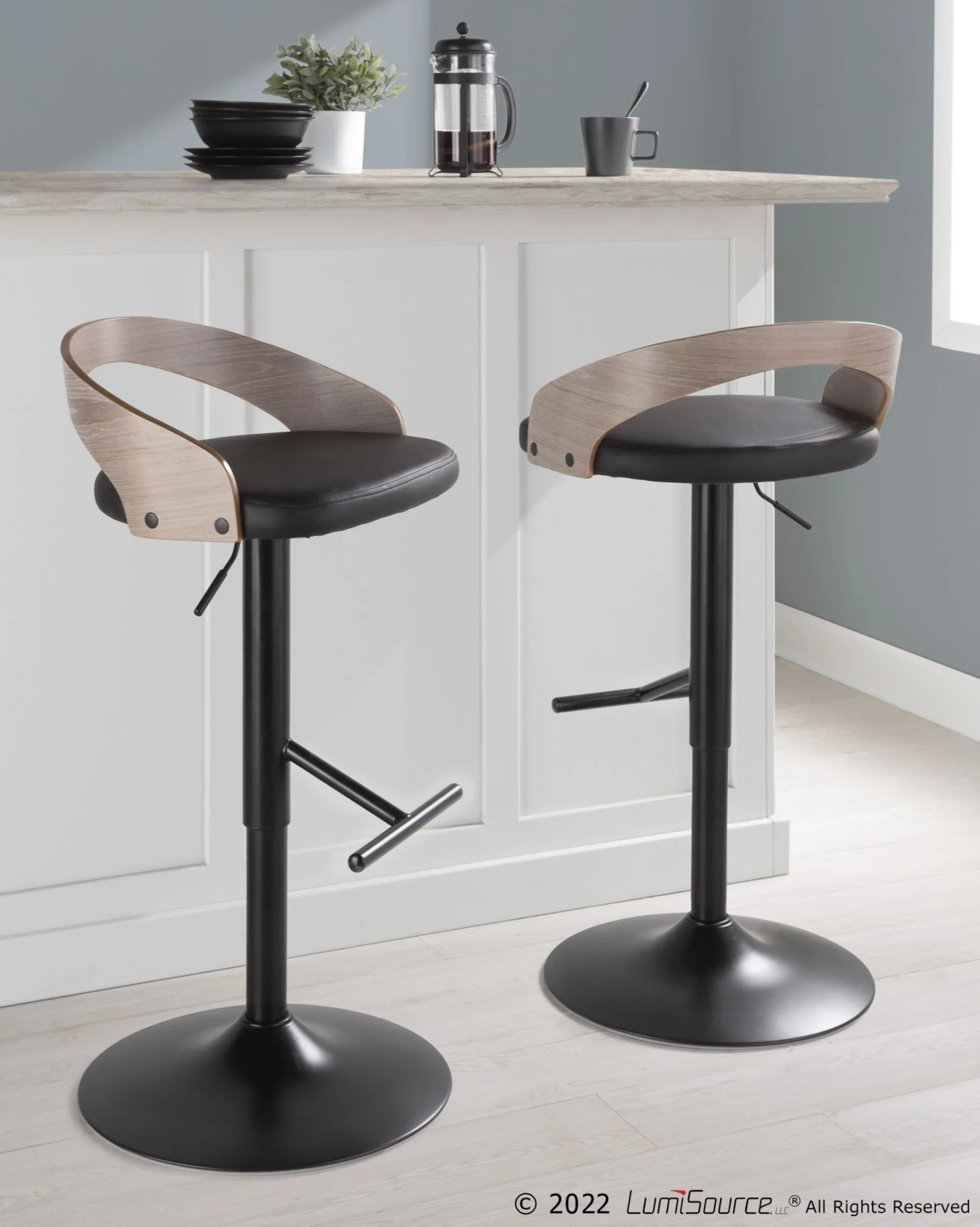 Grotto Adjustable Barstool - Set of 2 By LumiSource - BS-GROTTOPU-STRT2 BKCHW2 - Image 10