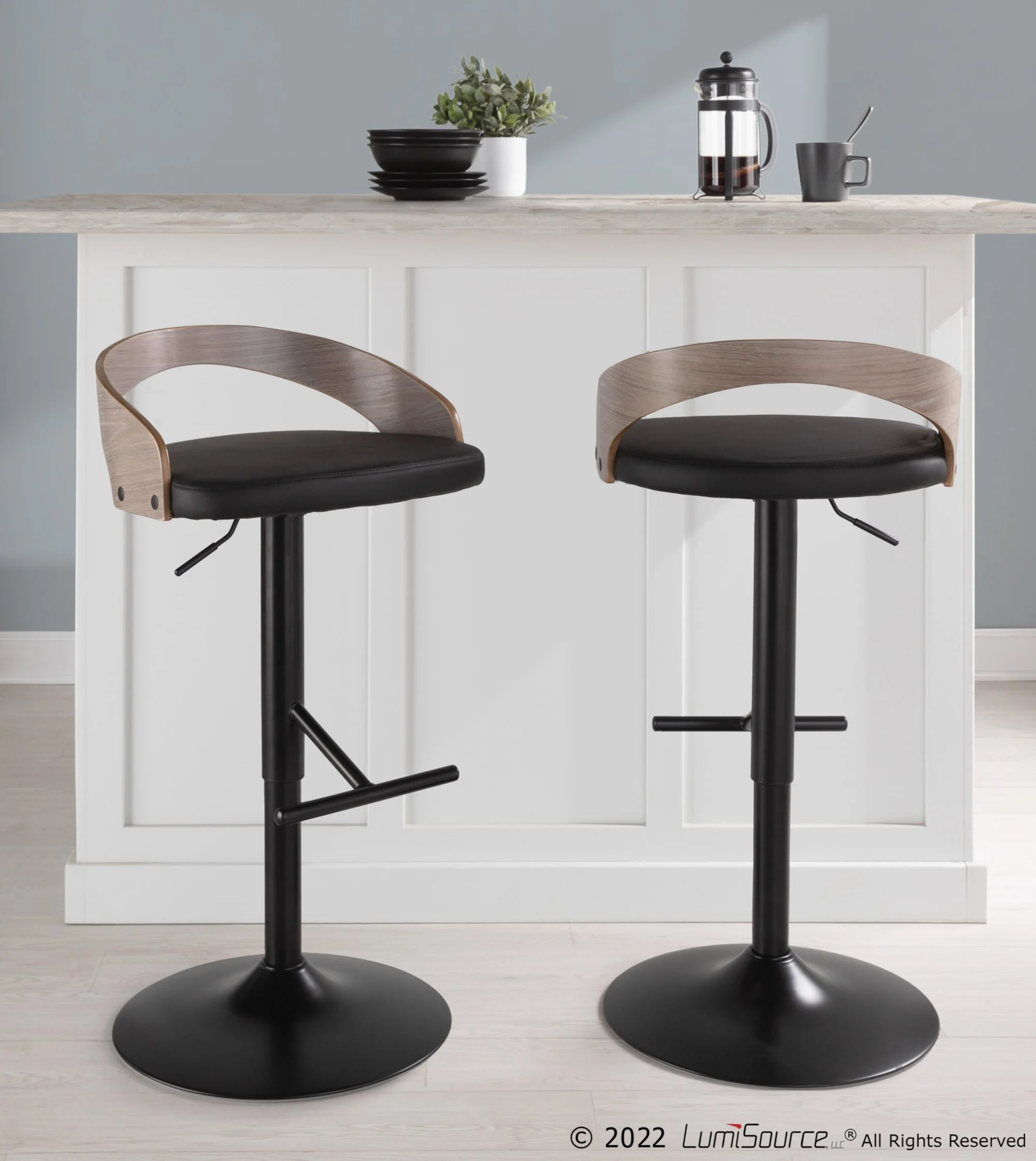 Grotto Adjustable Barstool - Set of 2 By LumiSource - BS-GROTTOPU-STRT2 BKCHW2 - Image 11